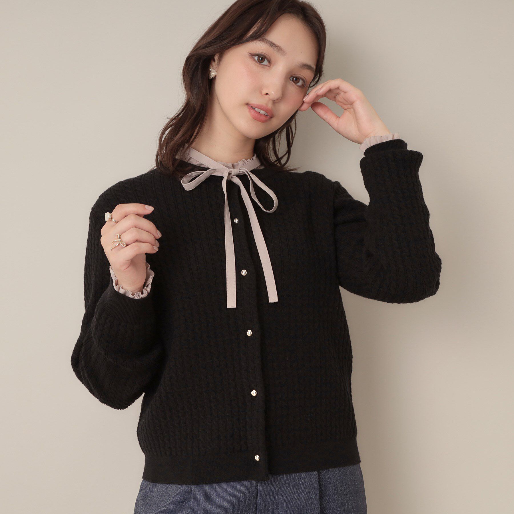 Couture broach「【大人可愛い・きれいめ・通勤】ケーブルカーディガン」|カーディガン|