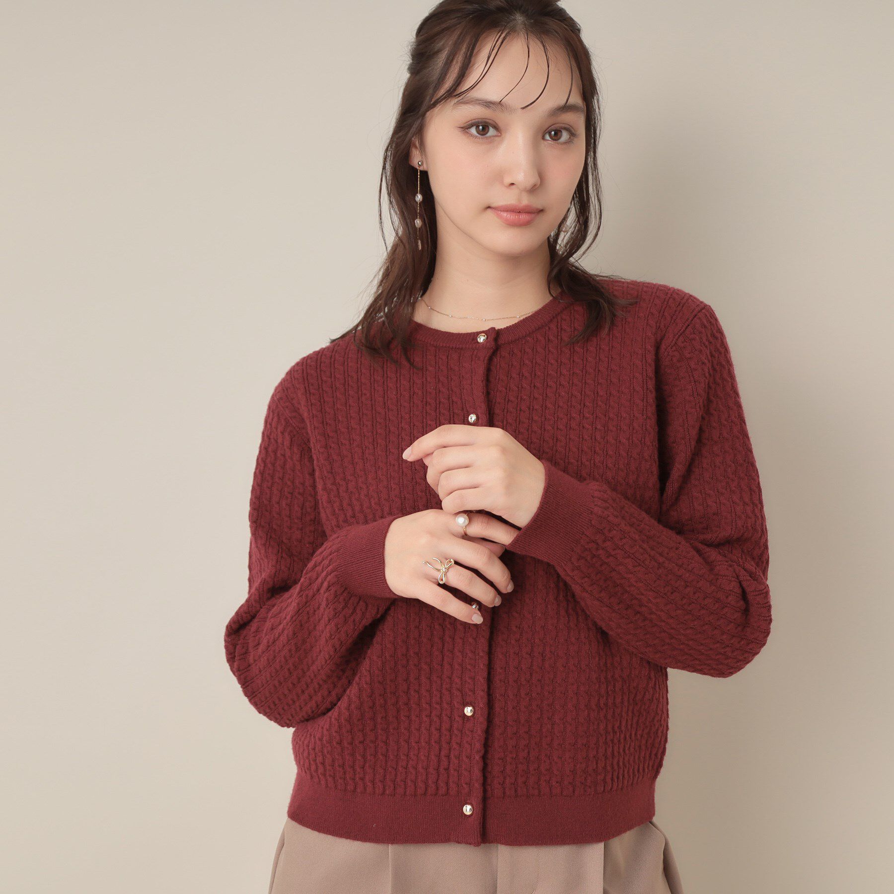 Couture broach「【大人可愛い・きれいめ・通勤】ケーブルカーディガン」|カーディガン|