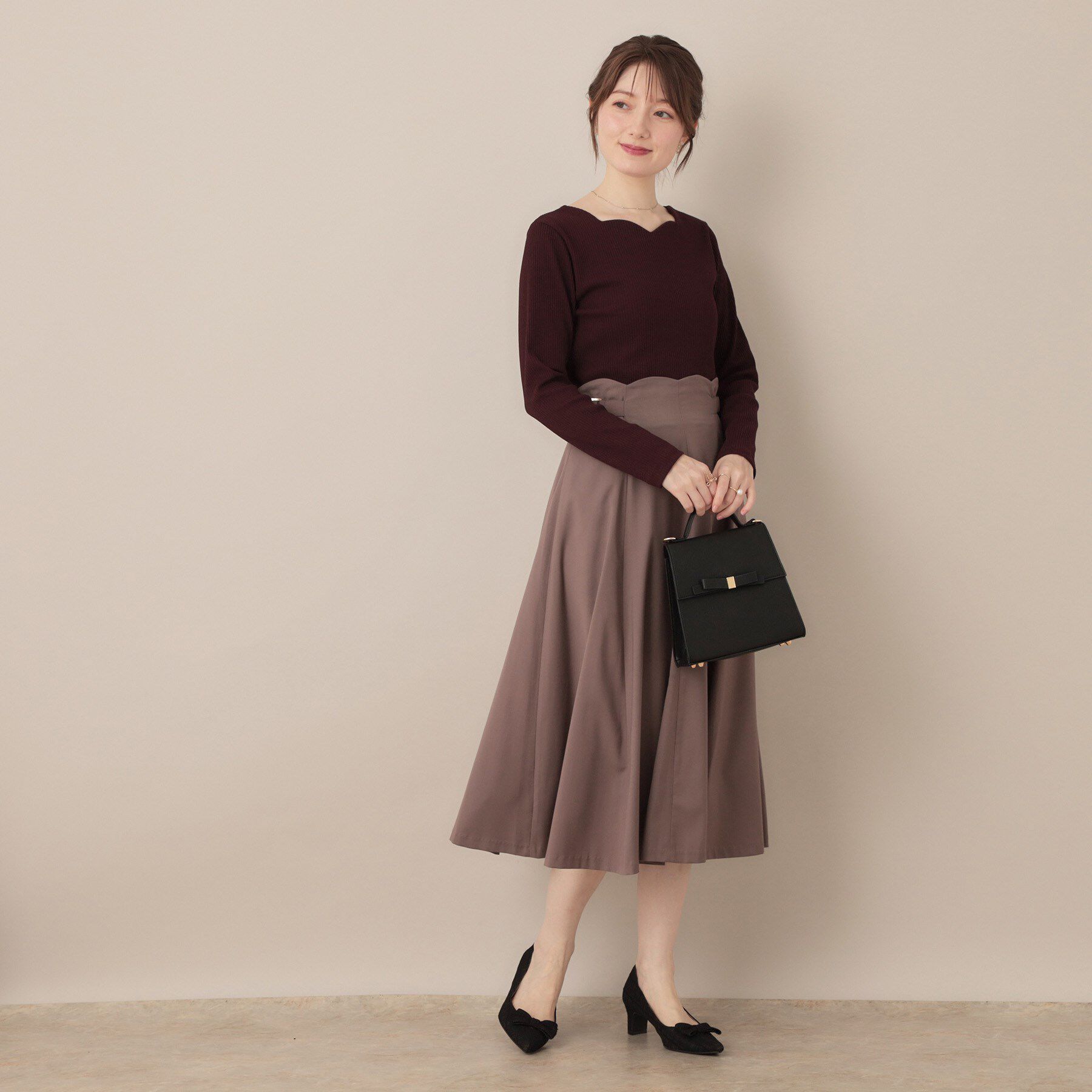 Couture broach「【マシンウォッシャブル・通勤・大人可愛い】ハートネックテレコプルオーバー」|Tシャツ・カットソー|