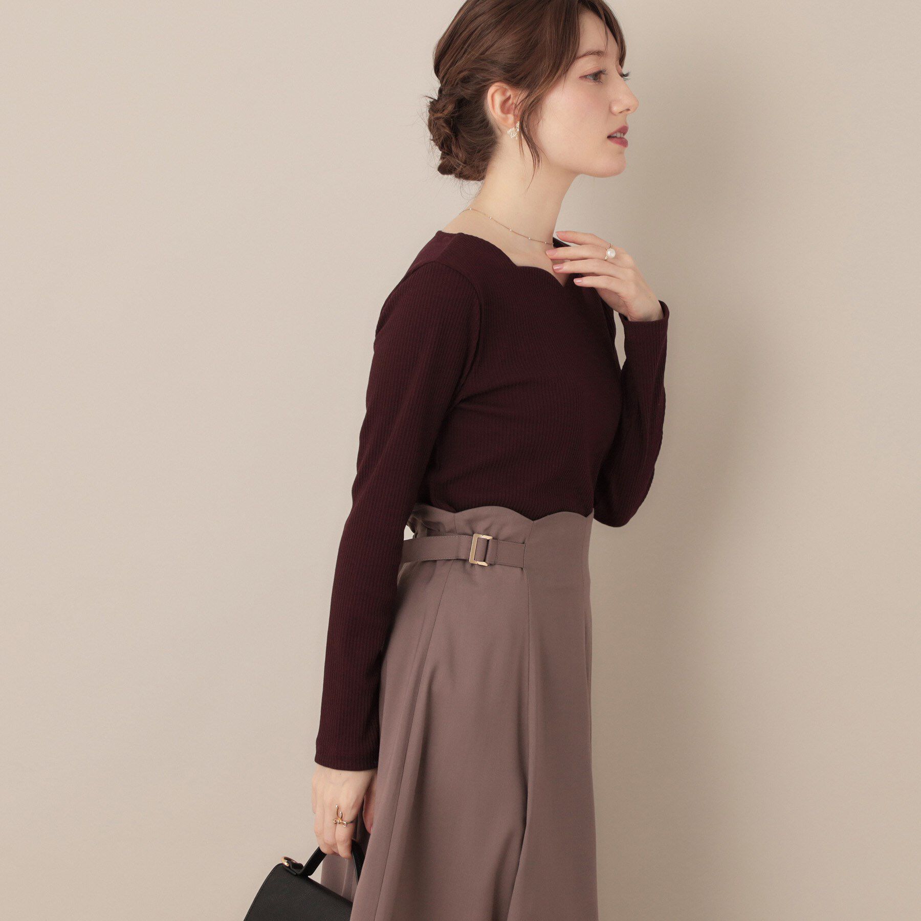 Couture broach「【マシンウォッシャブル・通勤・大人可愛い】ハートネックテレコプルオーバー」|Tシャツ・カットソー|