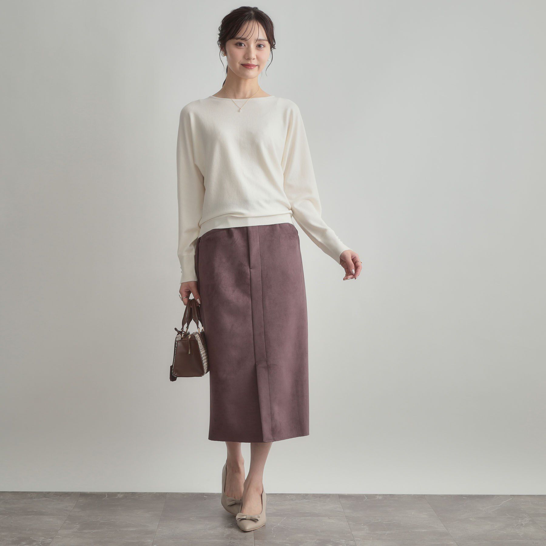 Couture broach「【大人上品・通勤・前後2WAY】バックパール調ドルマンニット」|ニット・セーター|