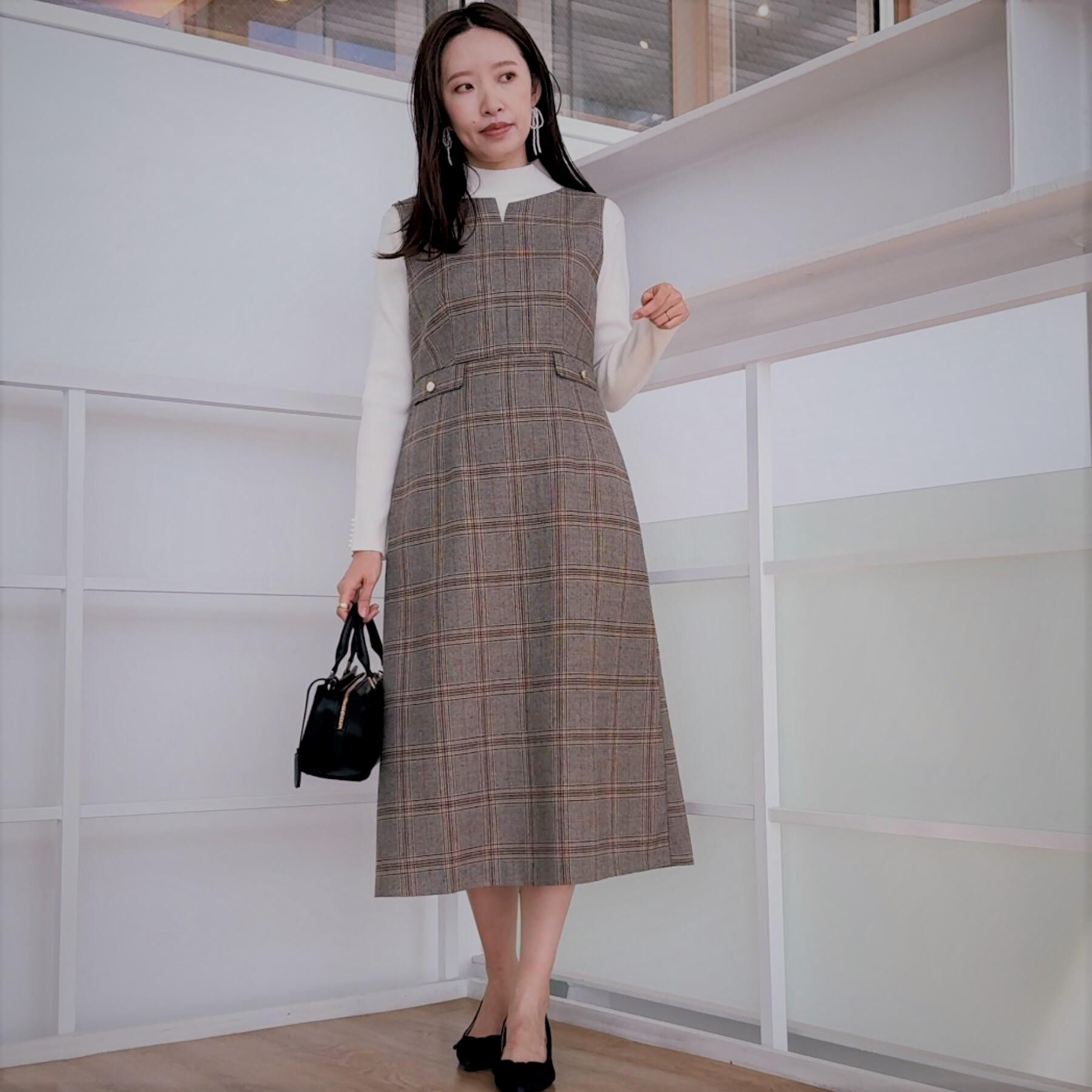 Couture broach「【美シルエット・大人可愛い・通勤】TRチェックジャンスカ」|ワンピース|