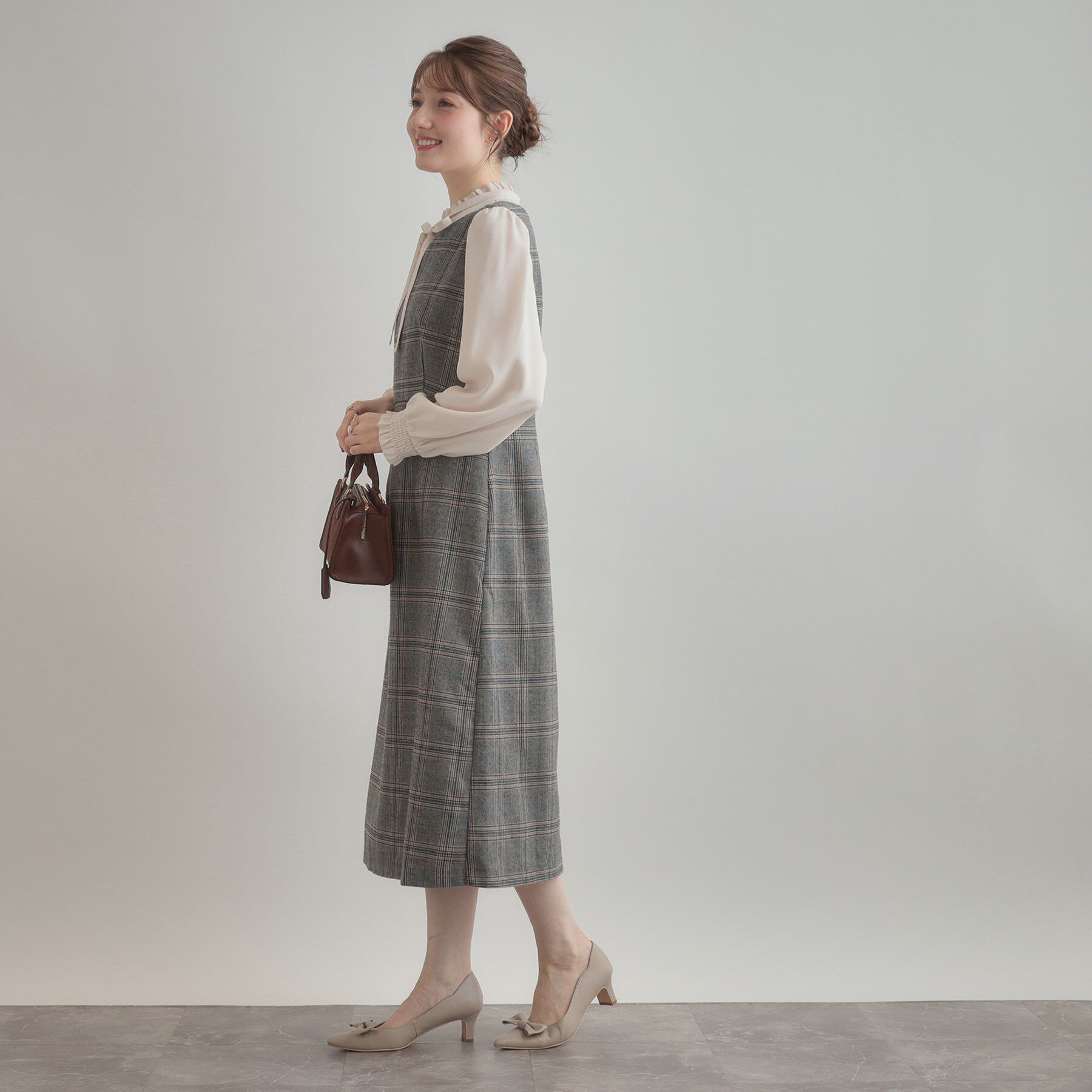 Couture broach「【美シルエット・大人可愛い・通勤】TRチェックジャンスカ」|ワンピース|