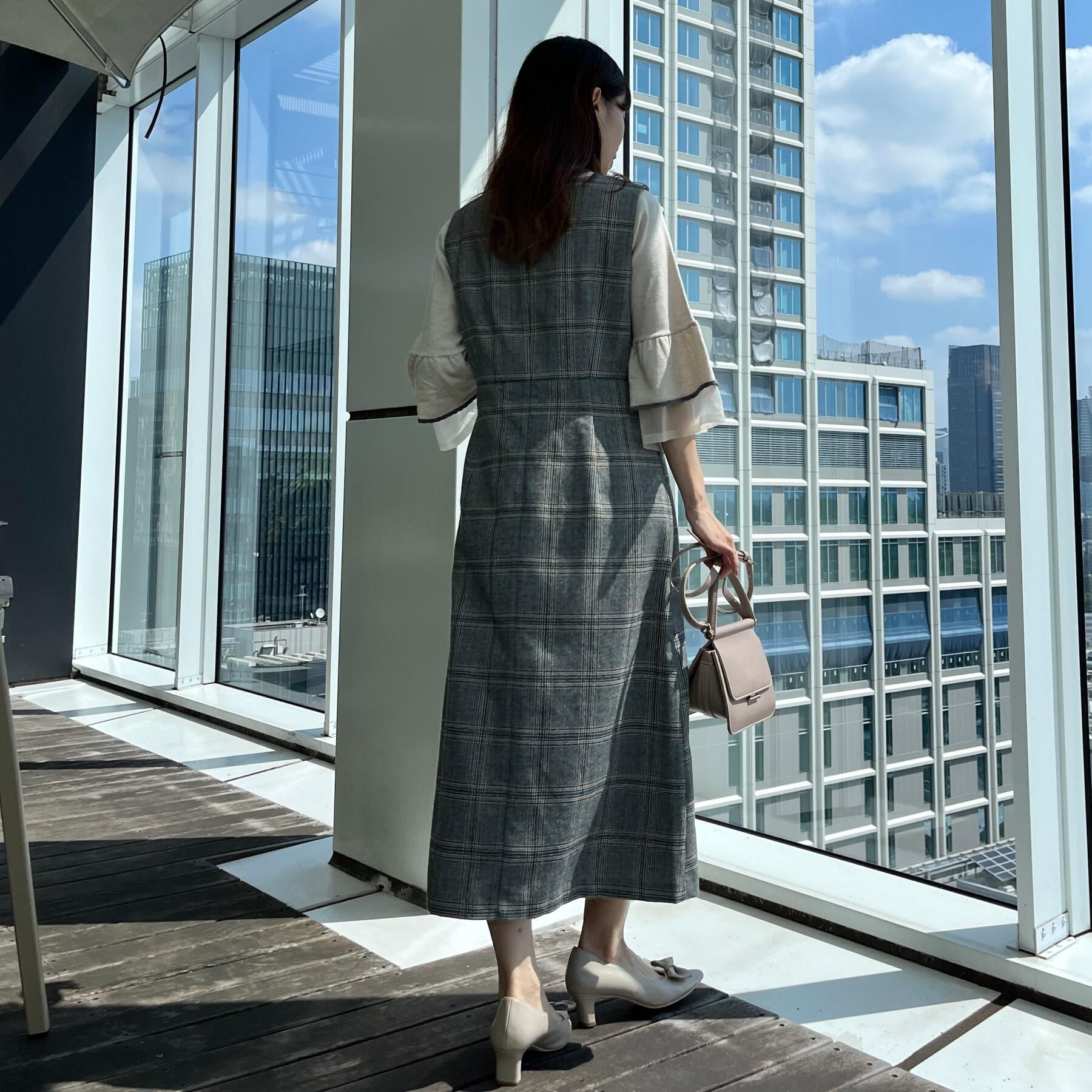 Couture broach「【美シルエット・大人可愛い・通勤】TRチェックジャンスカ」|ワンピース|