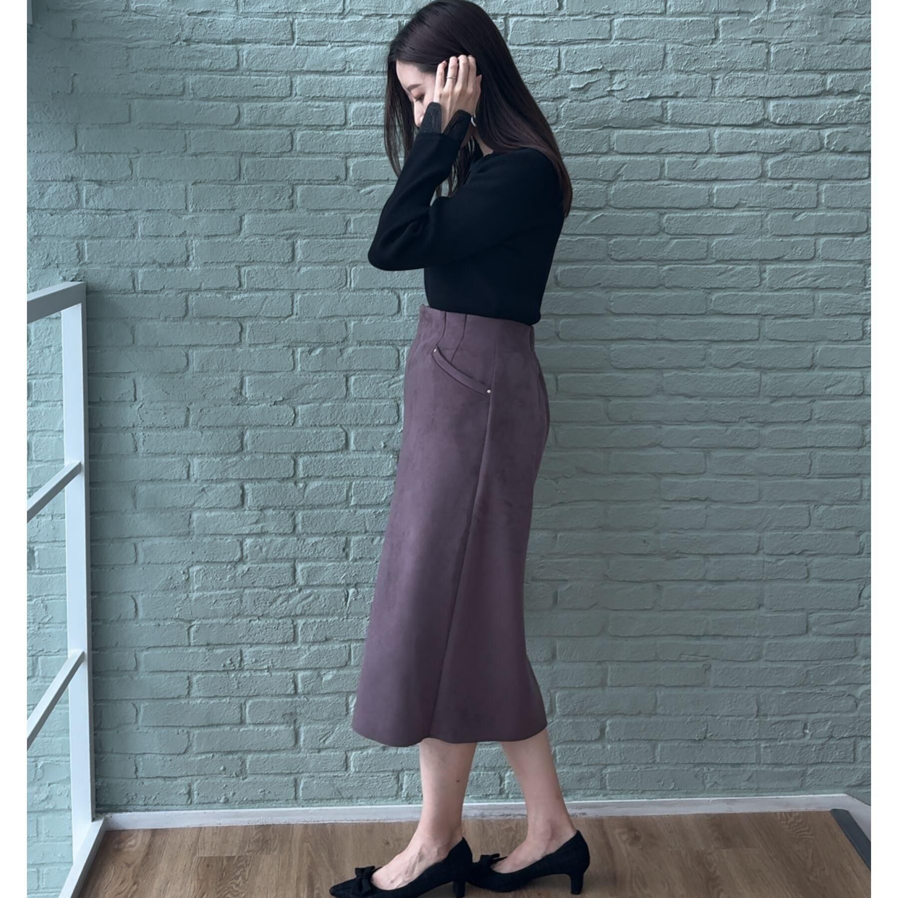 Couture broach「【着映え・フェミニン・通勤】レース衿カフス付きリブニット」|ニット・セーター|