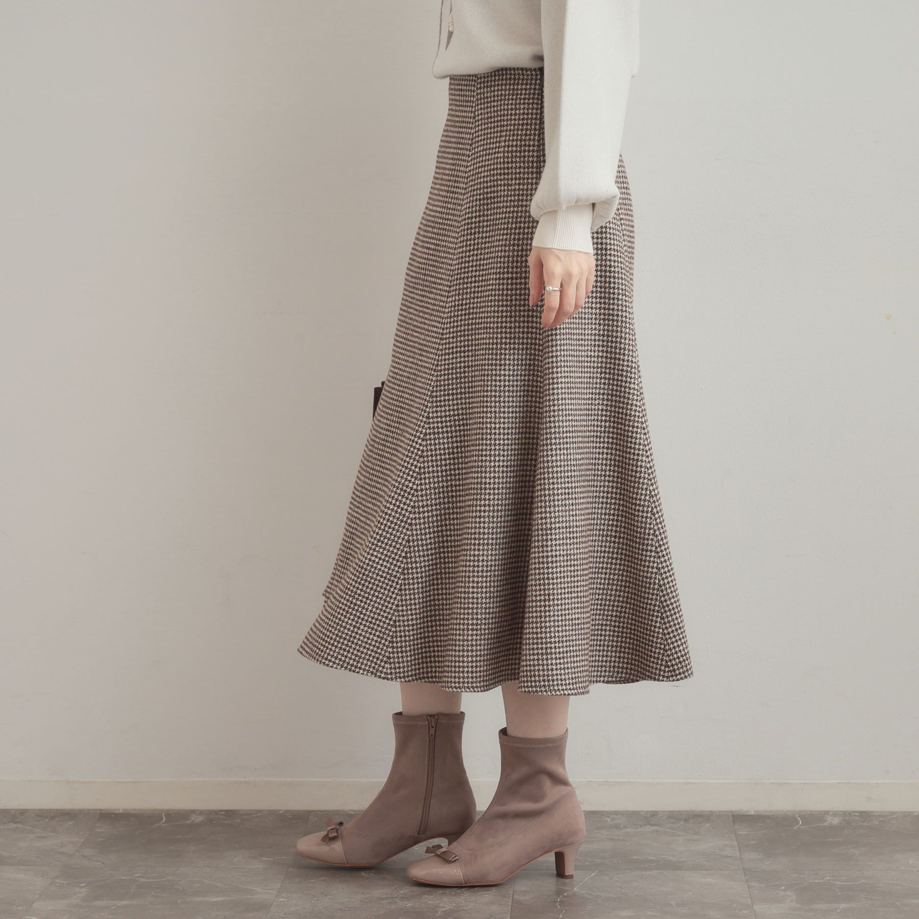 Couture broach「【クラシカル・パッと目を惹く】ラメ千鳥 マーメイド フレアスカート」|スカート|