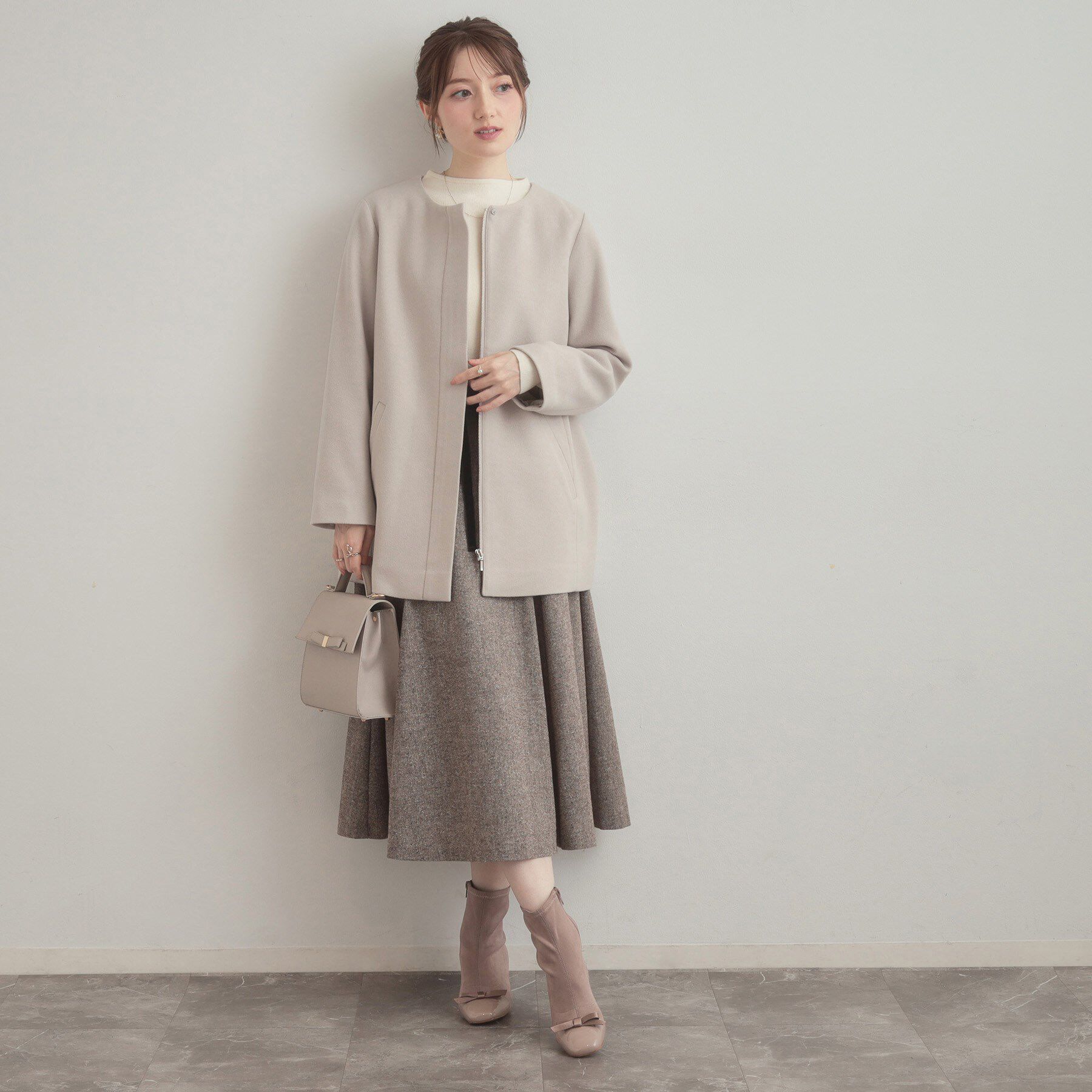 Couture broach「【大人可愛い・フード取り外し可能】フードフェイクファー ハーフ丈コート」|その他|