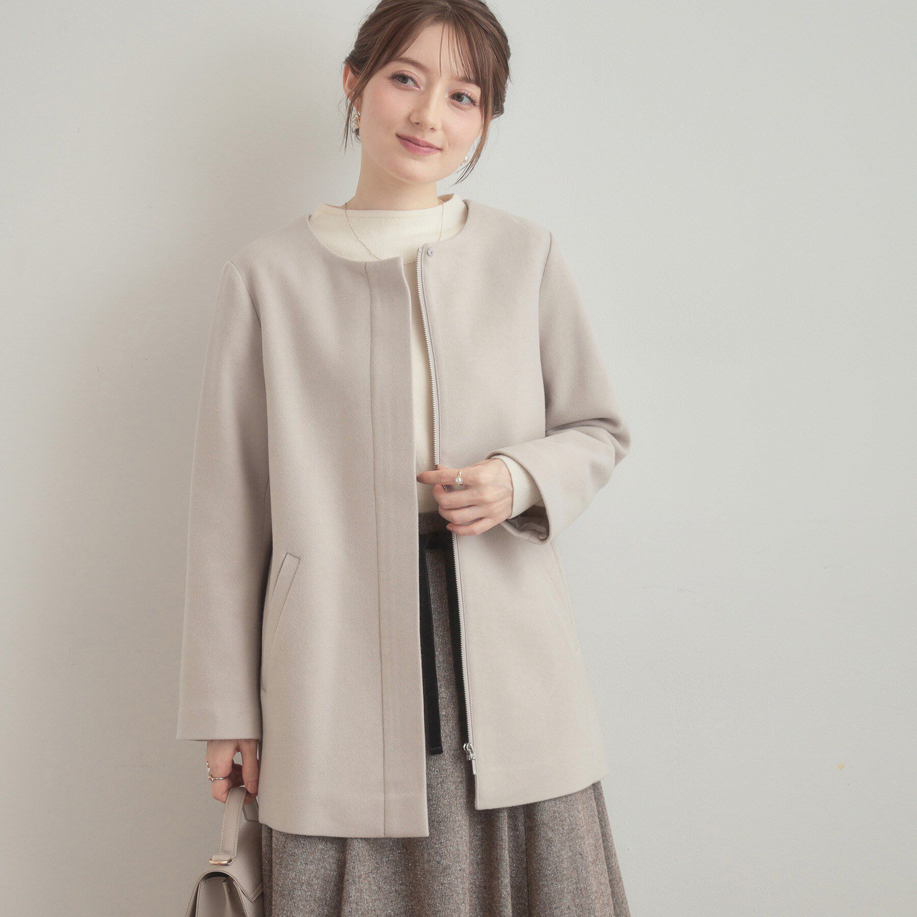 Couture broach「【大人可愛い・フード取り外し可能】フードフェイクファー ハーフ丈コート」|その他|