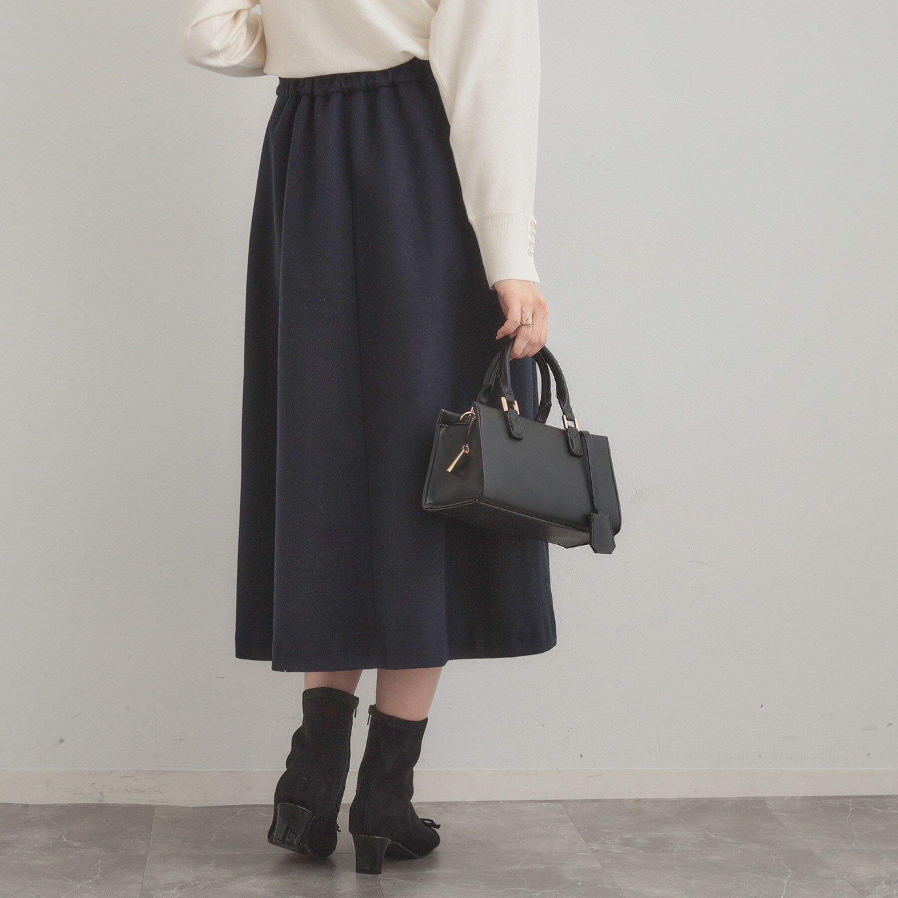 Couture broach「【通勤/金ボタン】フェイクウール ポンチスカート」|スカート|