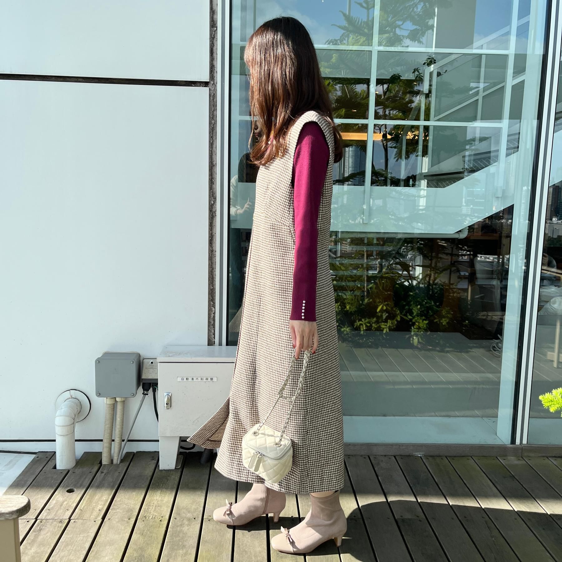 Couture broach「【クラシカル・通勤】ラメ千鳥釦デザインジャンスカ」|ワンピース|