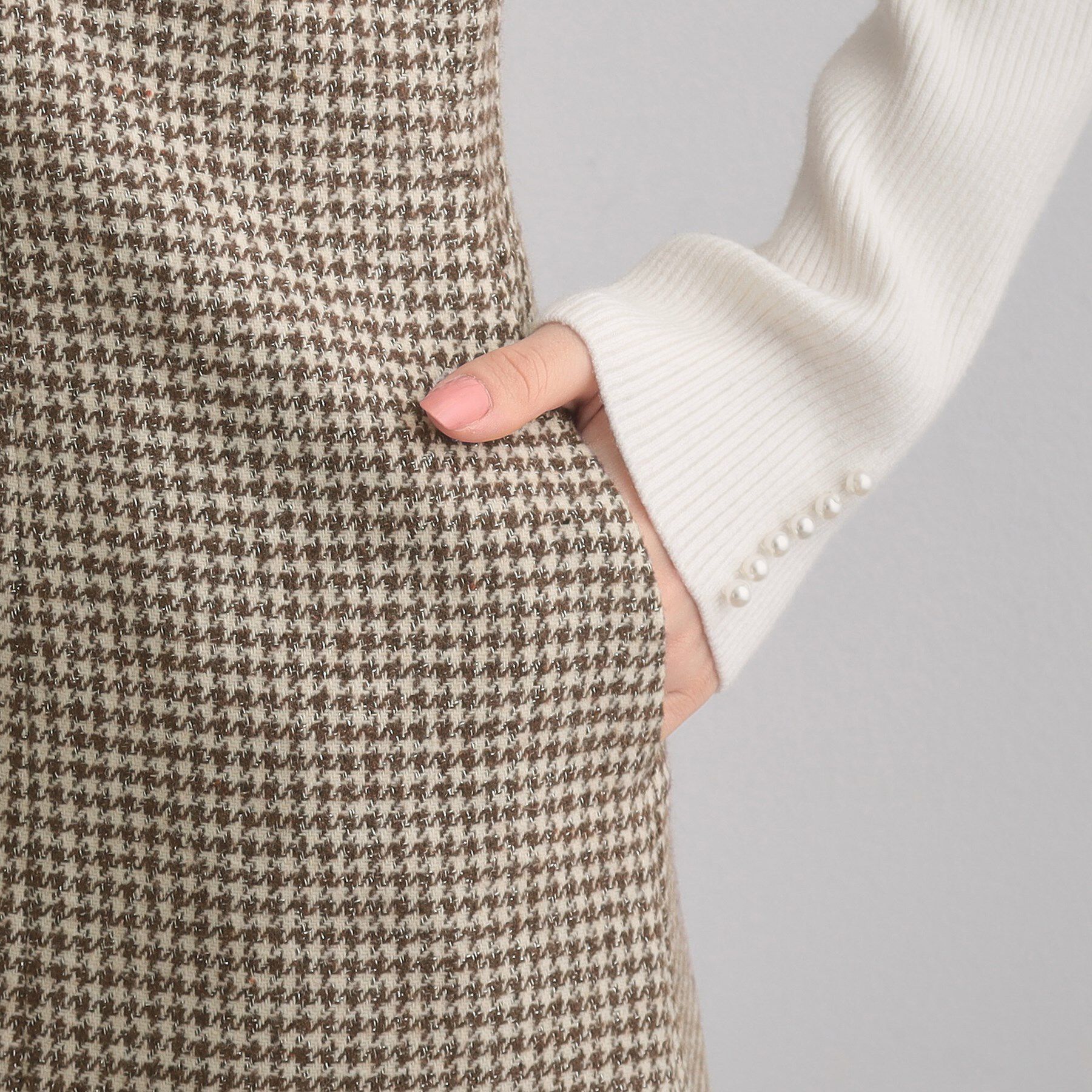 Couture broach「【クラシカル・通勤】ラメ千鳥釦デザインジャンスカ」|ワンピース|