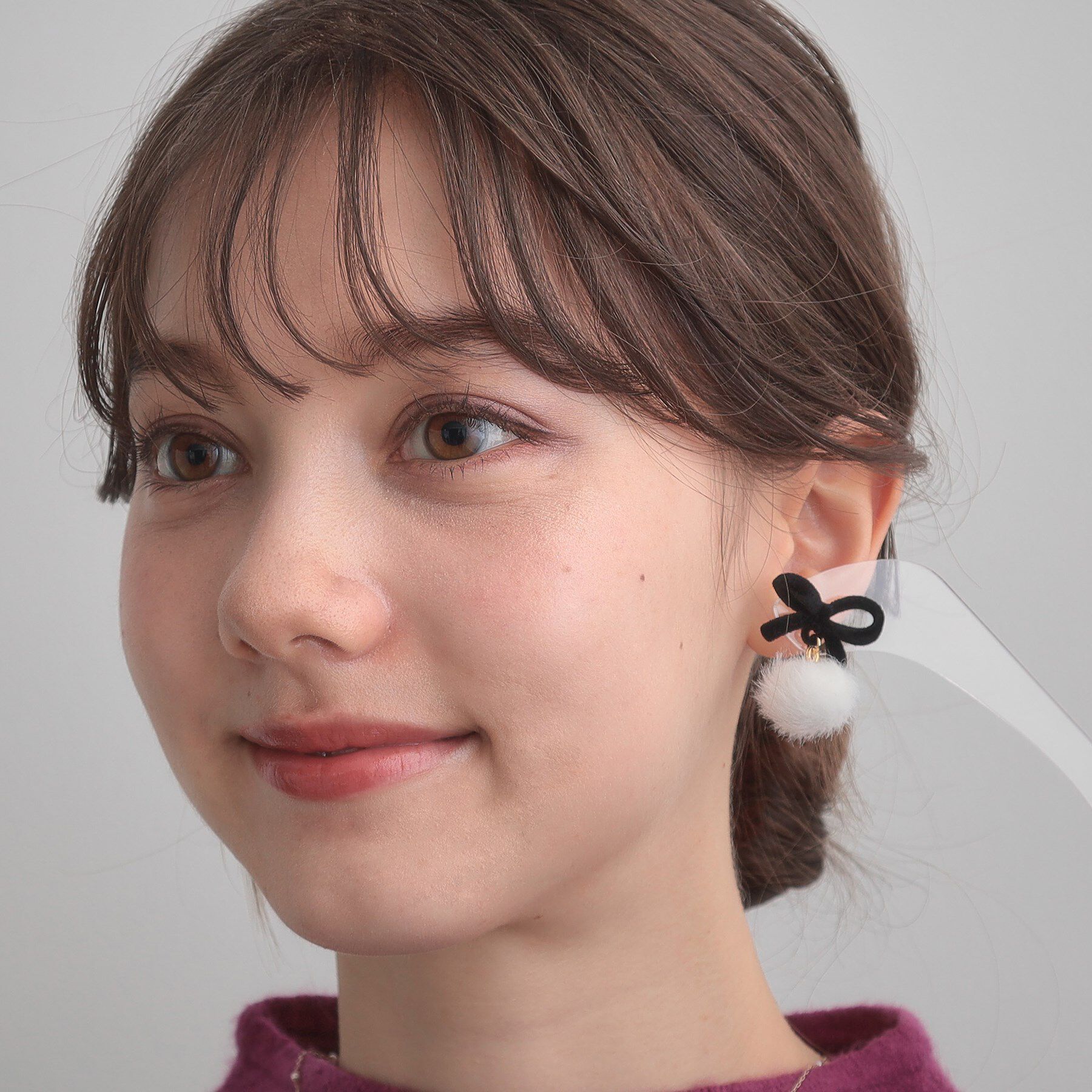 Couture broach「ベロアリボンフェイクファーピアス」|ピアス|