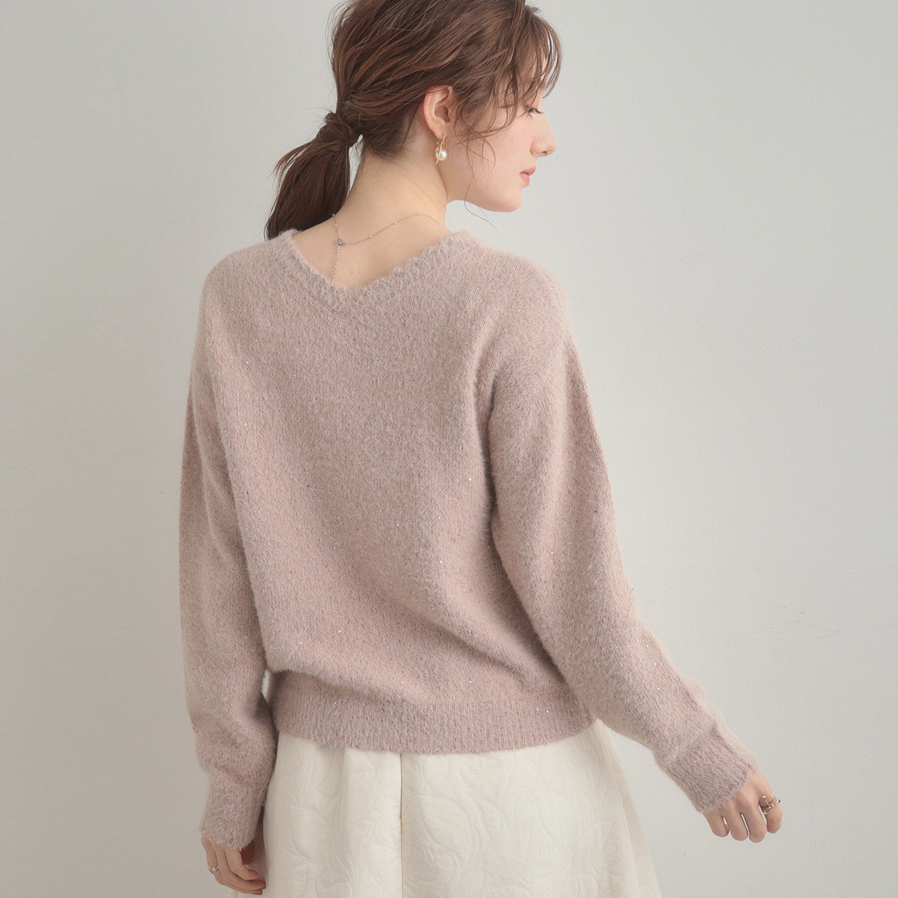 Couture broach「【前後2WAY】スパンコールラメフェザー ニット」|ニット・セーター|