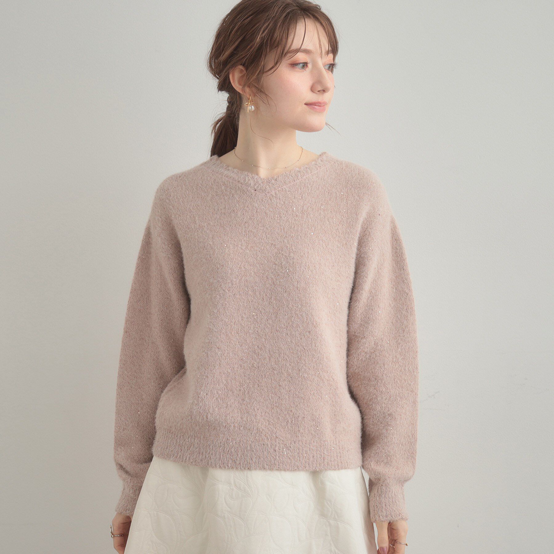 Couture broach「【前後2WAY】スパンコールラメフェザー ニット」|ニット・セーター|