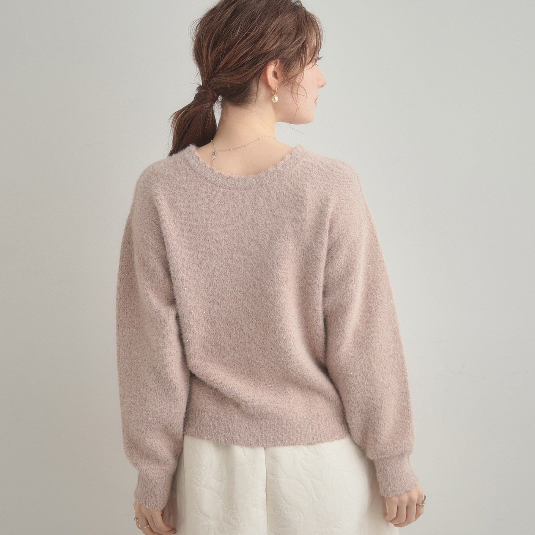 Couture broach「【前後2WAY】スパンコールラメフェザー ニット」|ニット・セーター|