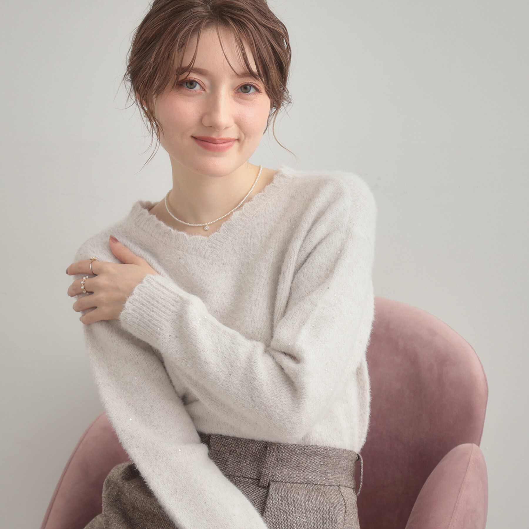 Couture broach「【前後2WAY】スパンコールラメフェザー ニット」|ニット・セーター|