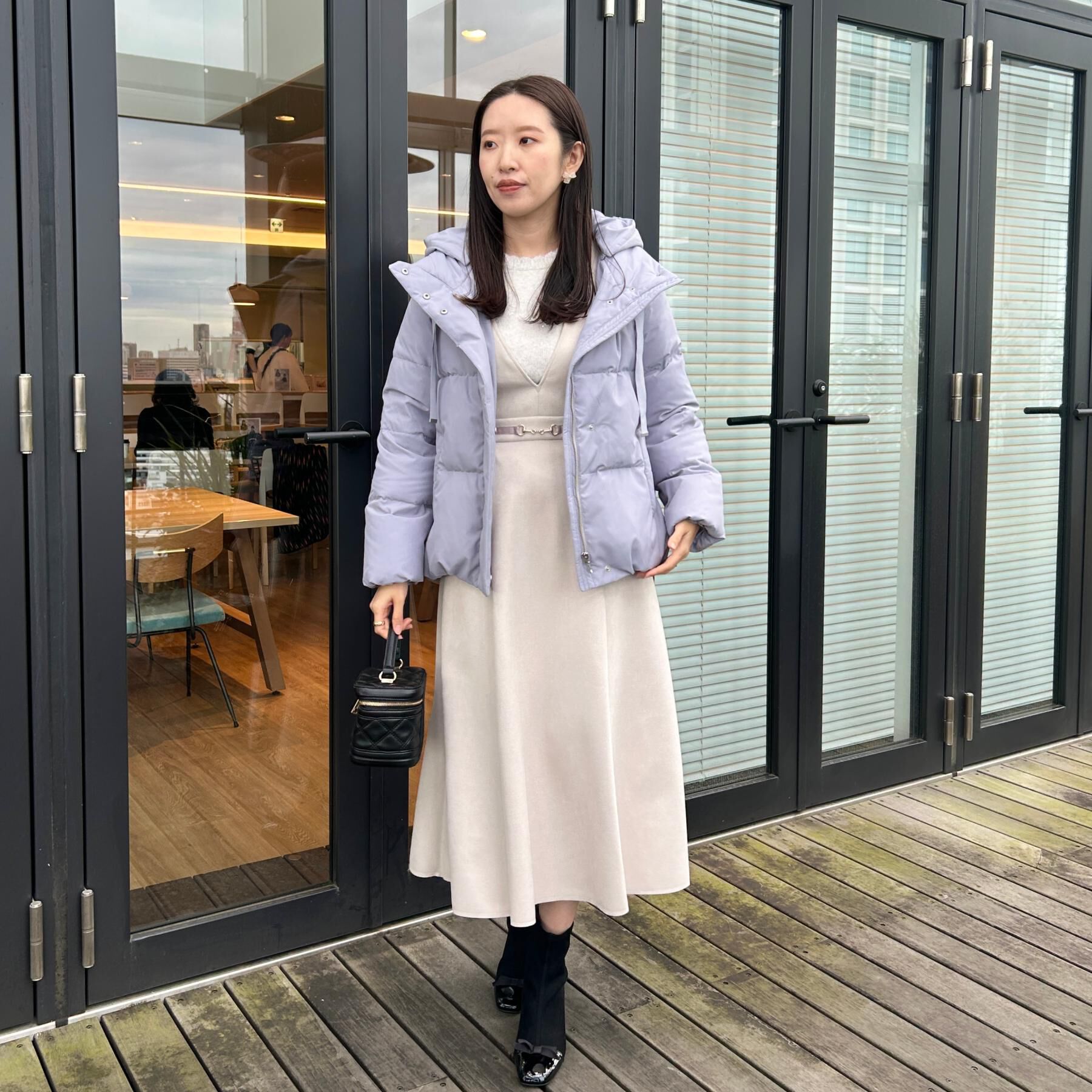 Couture broach「【S-LL/通勤】ビット付き スエード調ダンボールジャンスカ」|ワンピース|