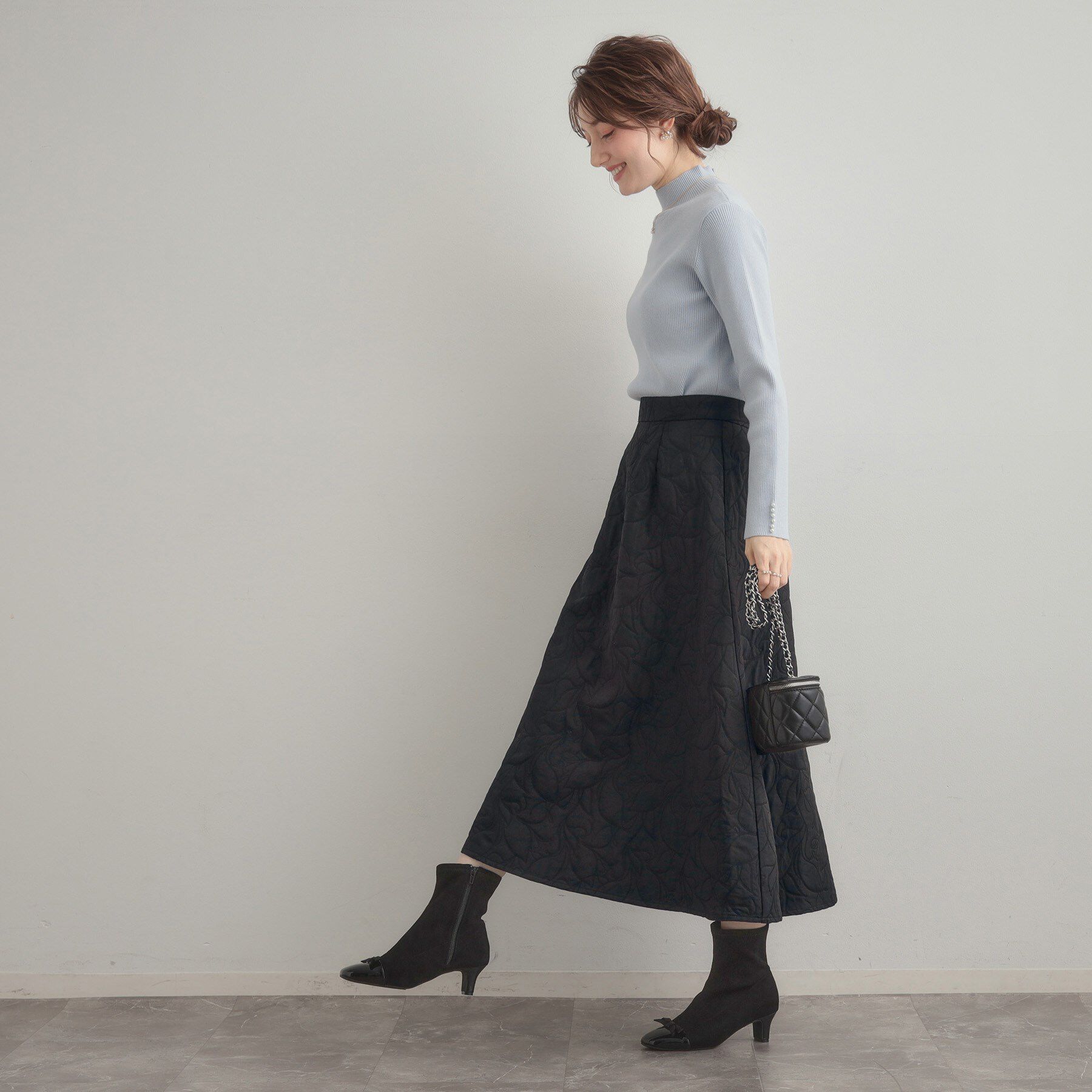 Couture broach「【洗える】リーフジャカード フレアスカート」|スカート|