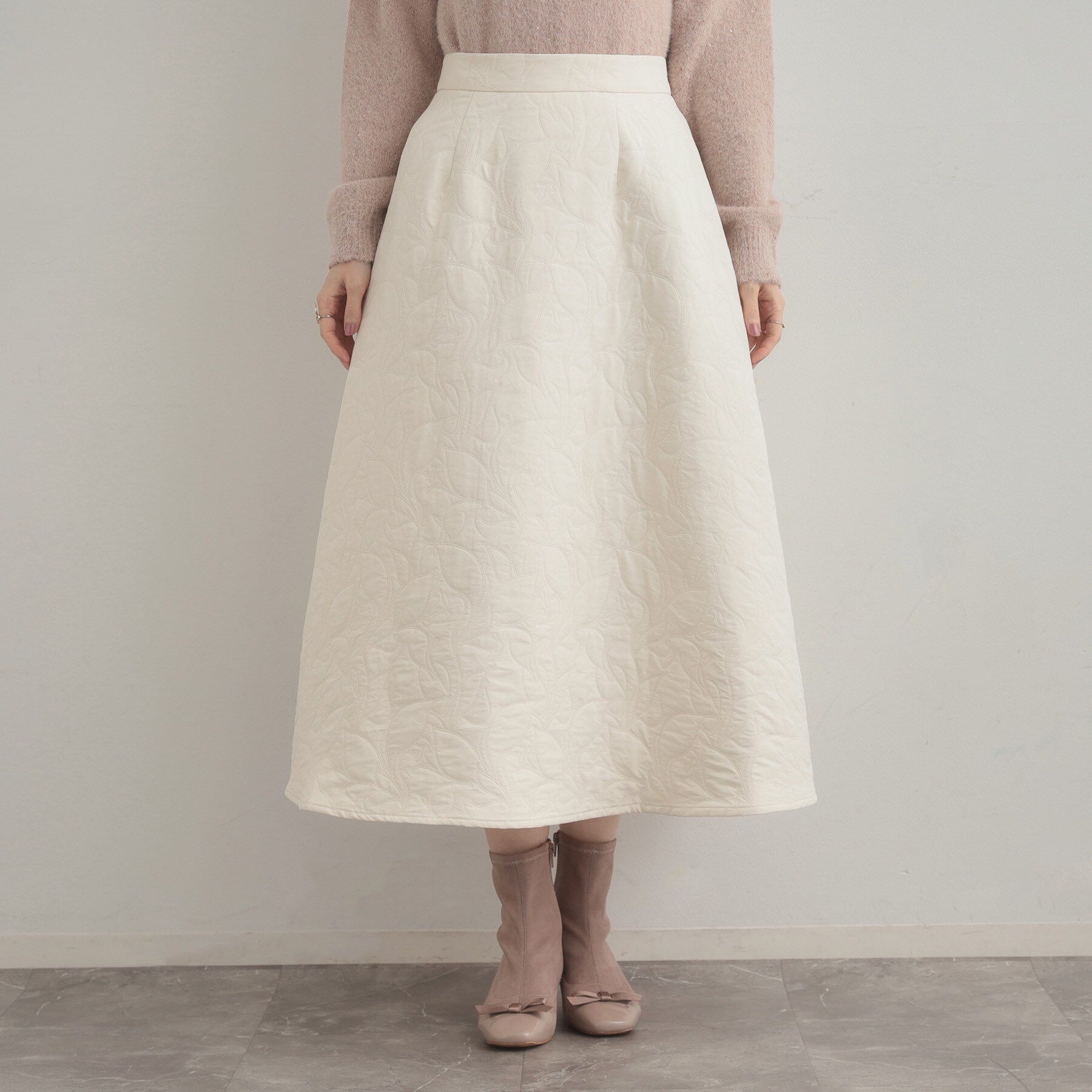 Couture broach「【洗える】リーフジャカード フレアスカート」|スカート|