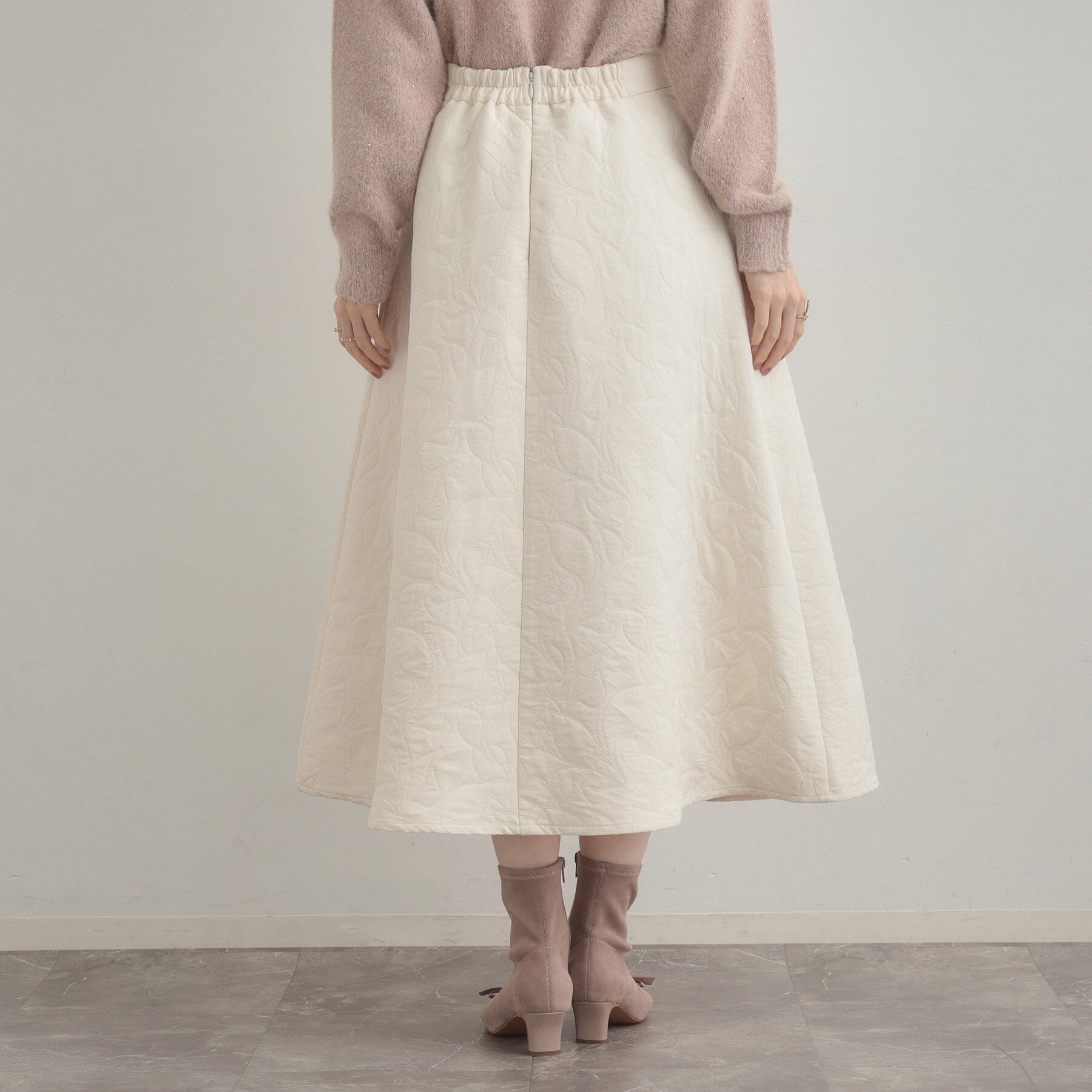 Couture broach「【洗える】リーフジャカード フレアスカート」|スカート|