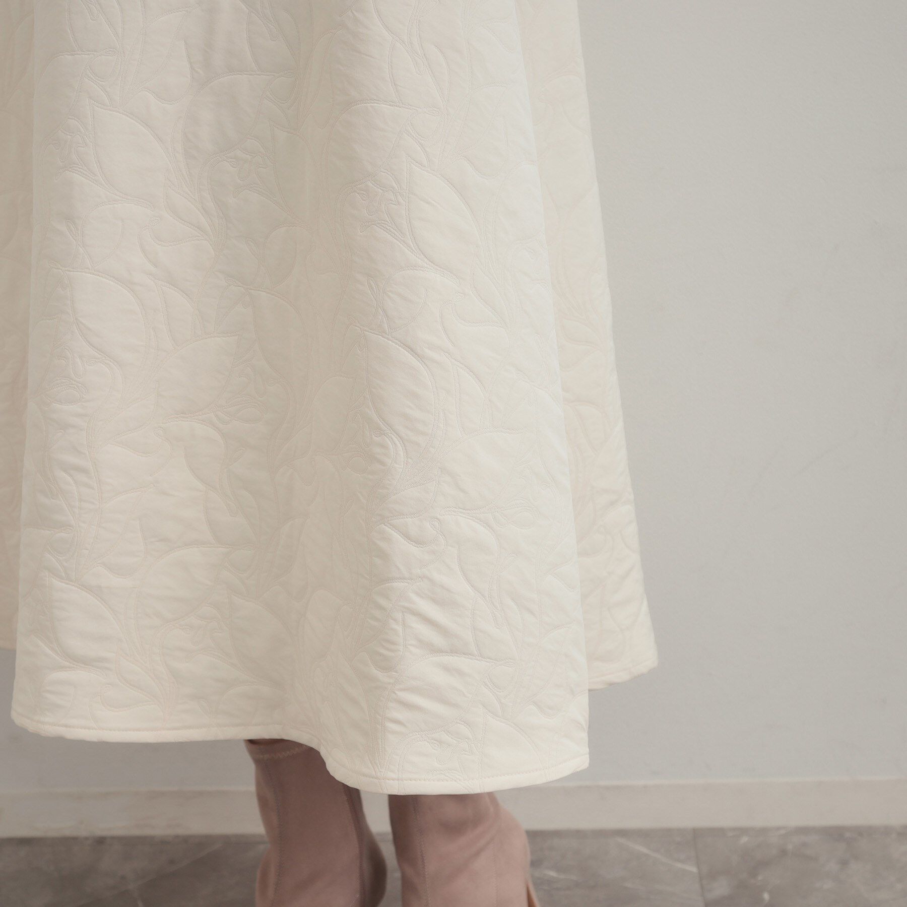 Couture broach「【洗える】リーフジャカード フレアスカート」|スカート|