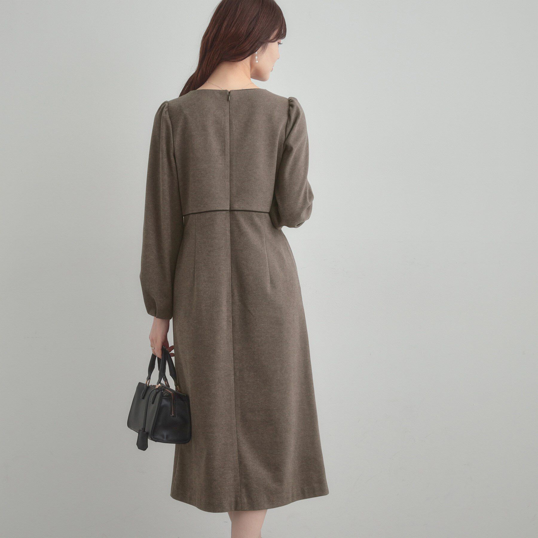 Couture broach「【通勤・起毛ポンチ】配色Aラインワンピース」|ワンピース|