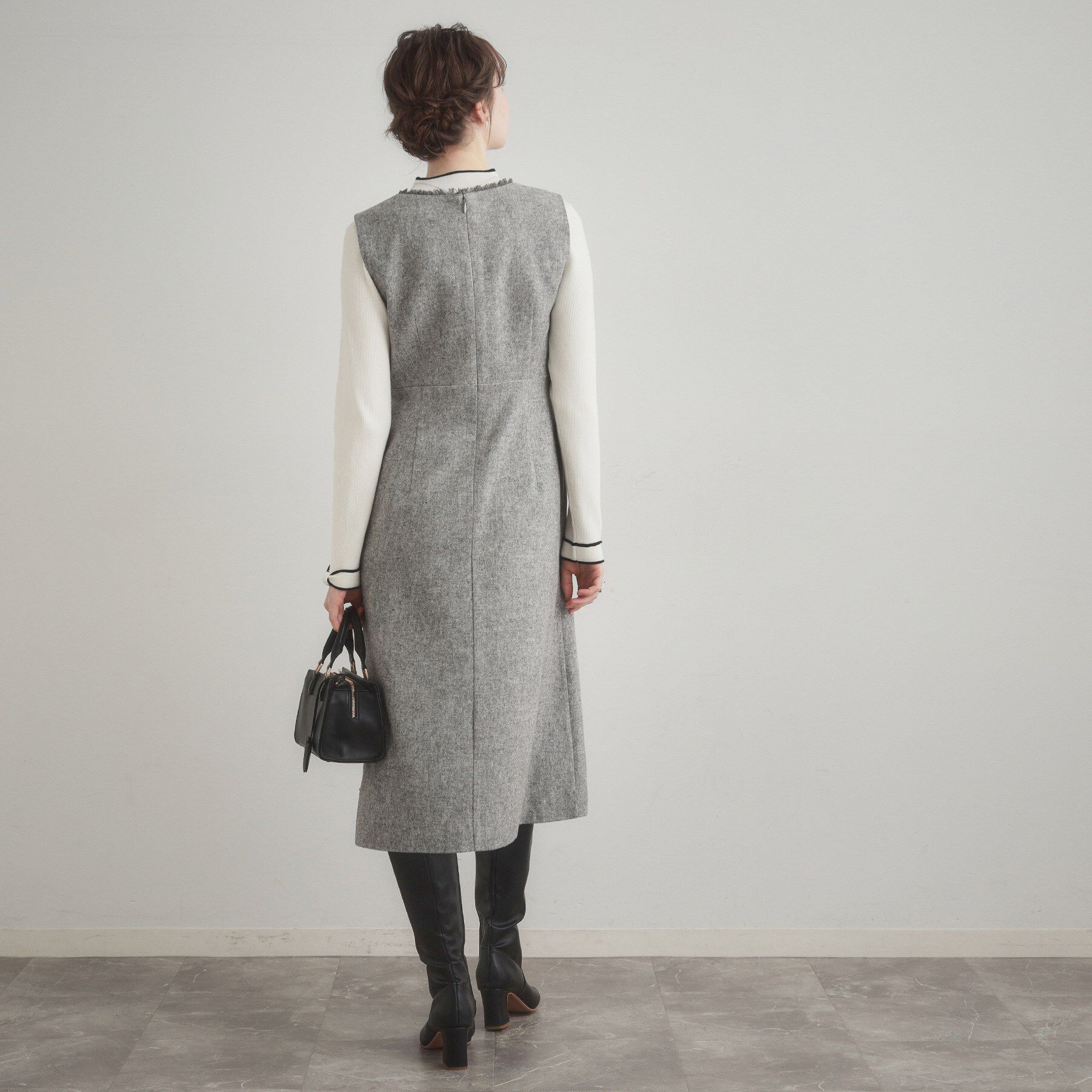 Couture broach「【ハレの日・通勤】フリンジツイードジャンスカ」|ジャンパースカート|