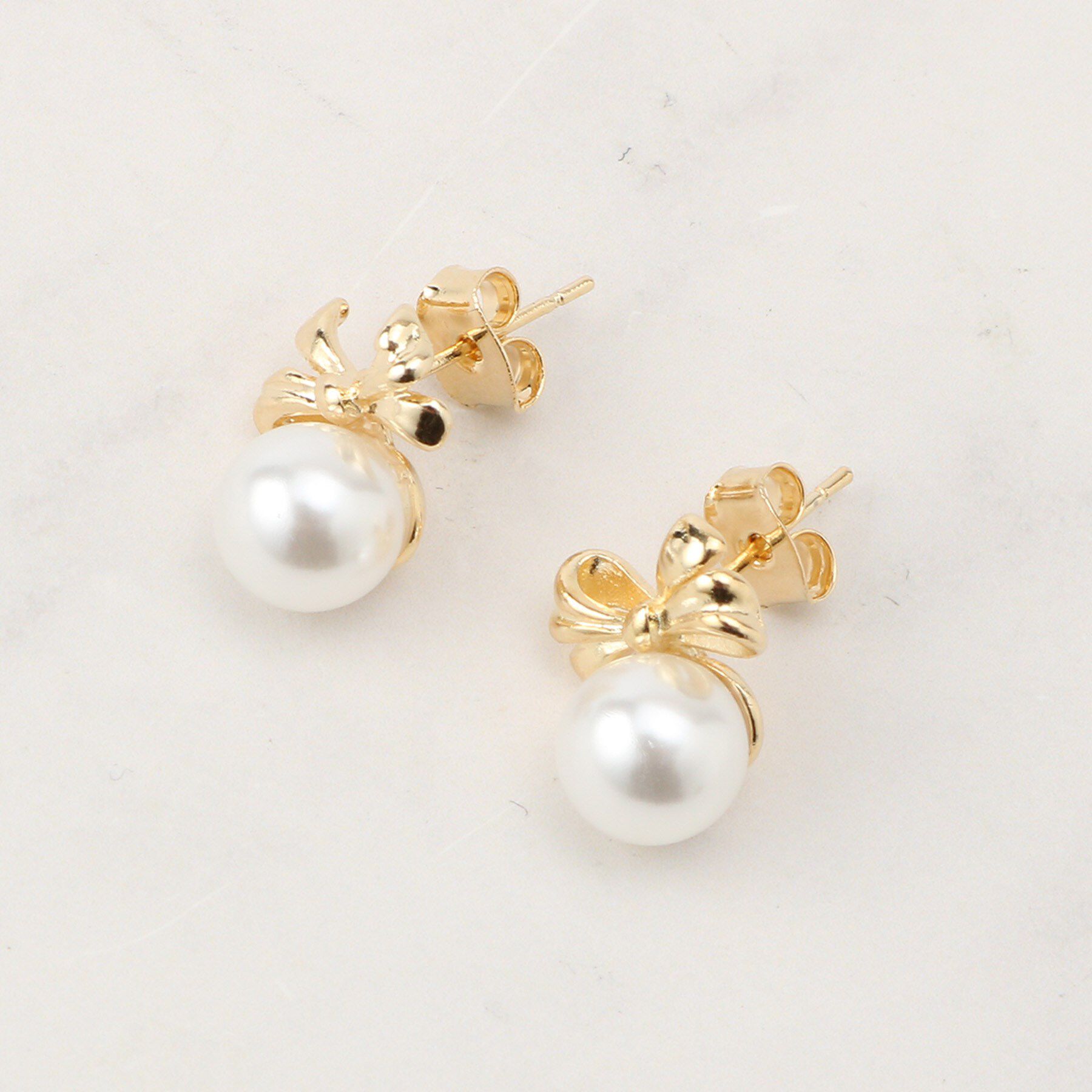 Couture broach「リボンパール調ピアス」|ピアス|ゴールド(007)