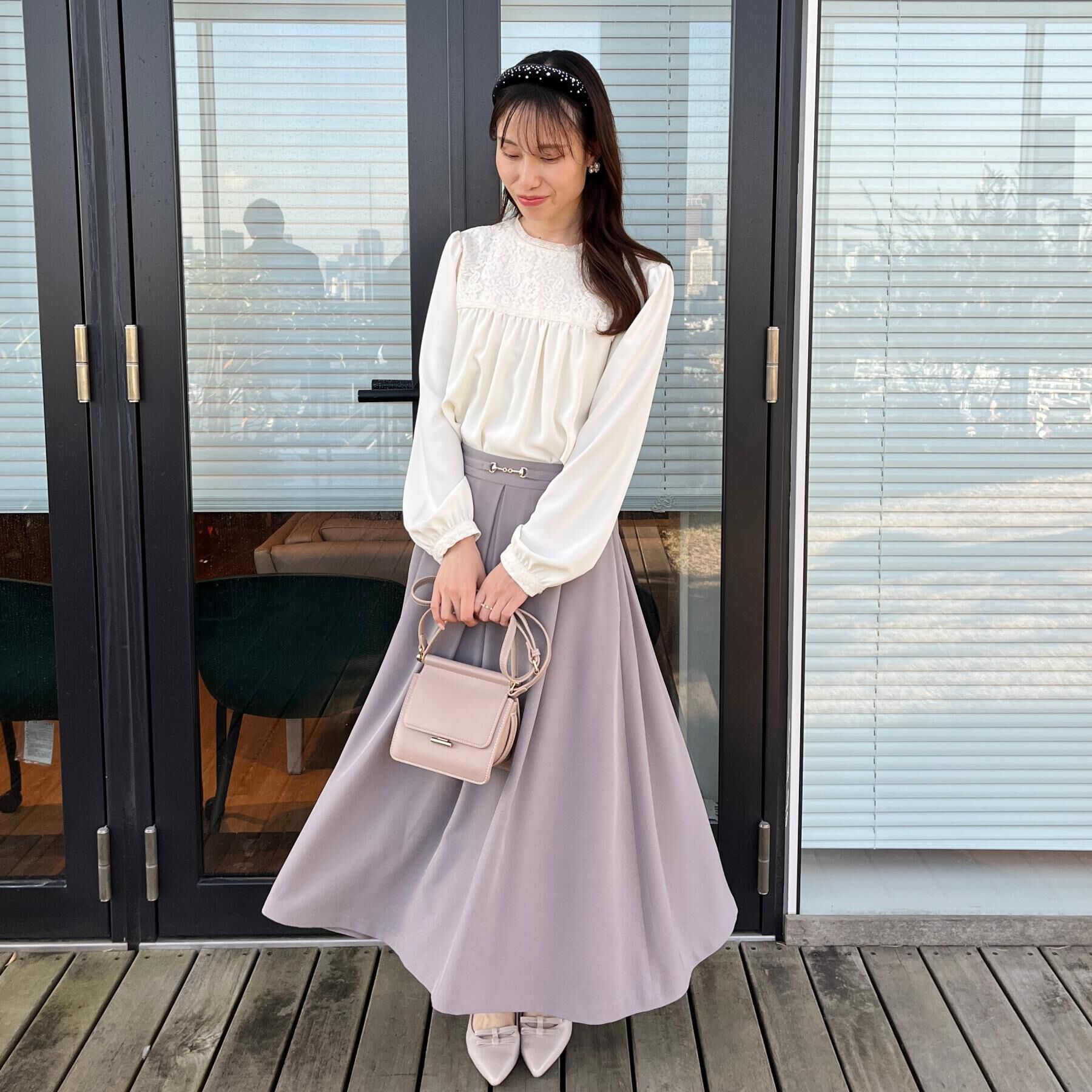 Couture broach「【ハレの日・通勤】レースドッキング ブラウス」|シャツ・ブラウス|