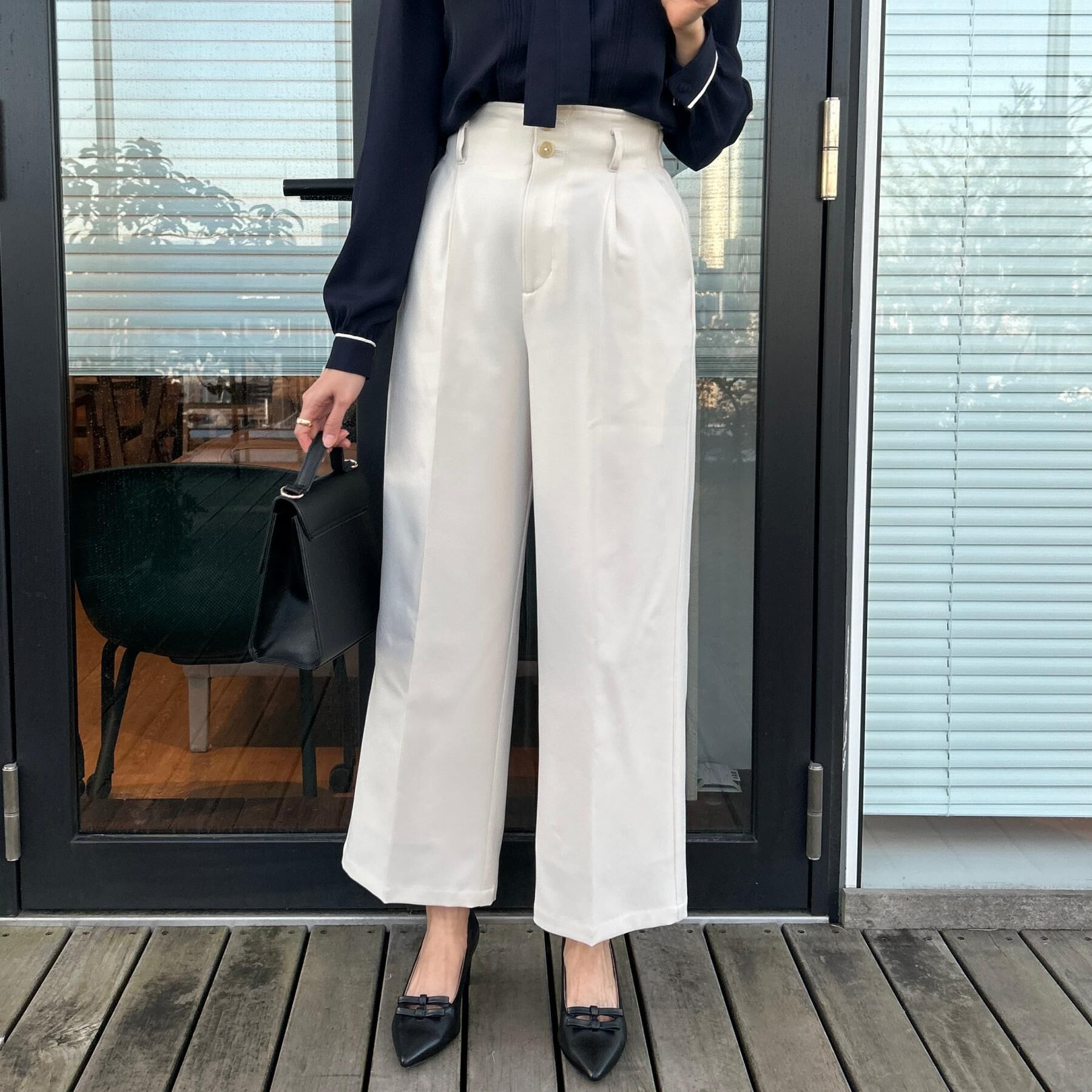 Couture broach「【洗える・通勤】ウエストリボン サスペンダー付きワイドパンツ」|その他|