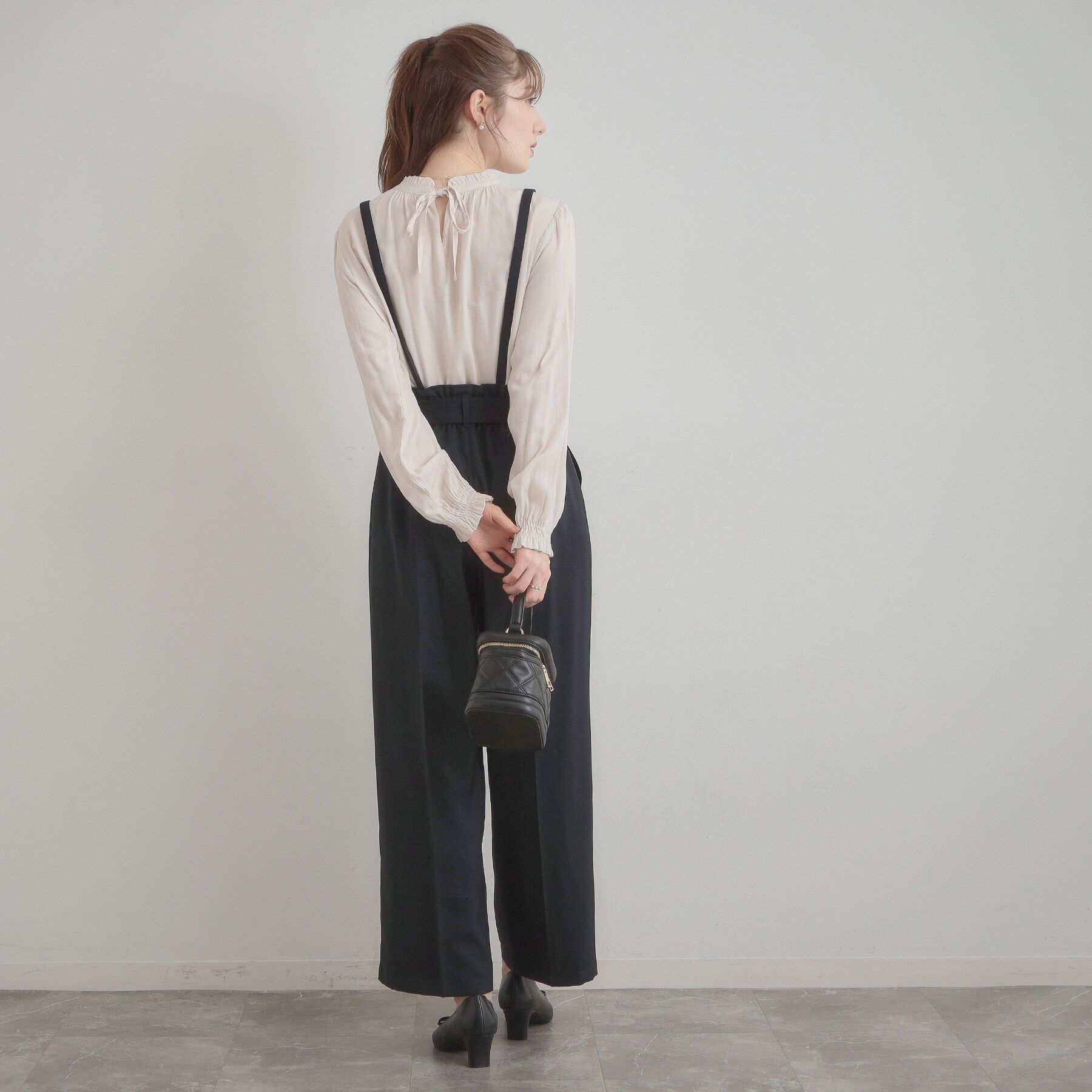 Couture broach「【洗える・通勤】ウエストリボン サスペンダー付きワイドパンツ」|その他|