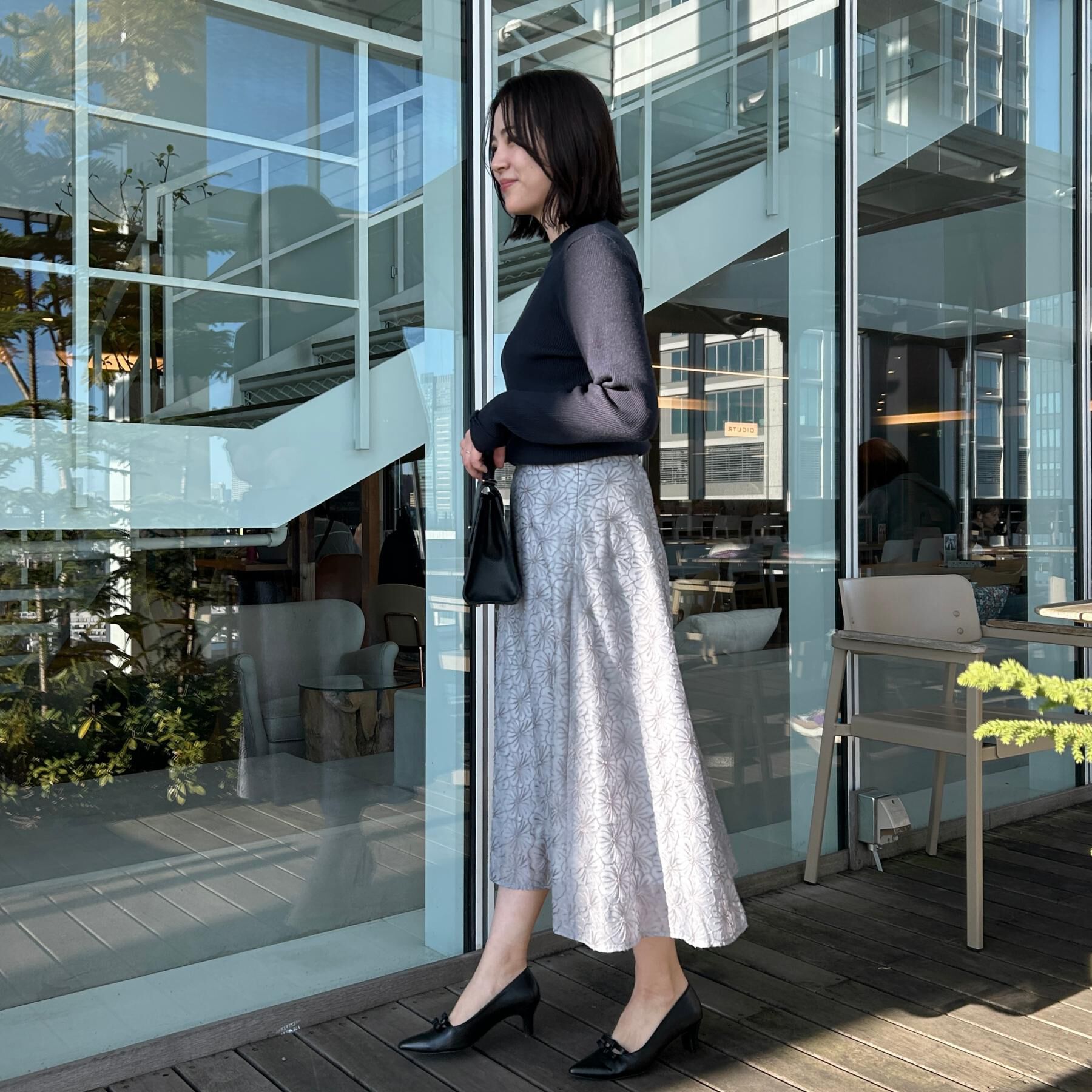 Couture broach「【洗える・着映え・通勤】フラワーエンブロスカート」|スカート|