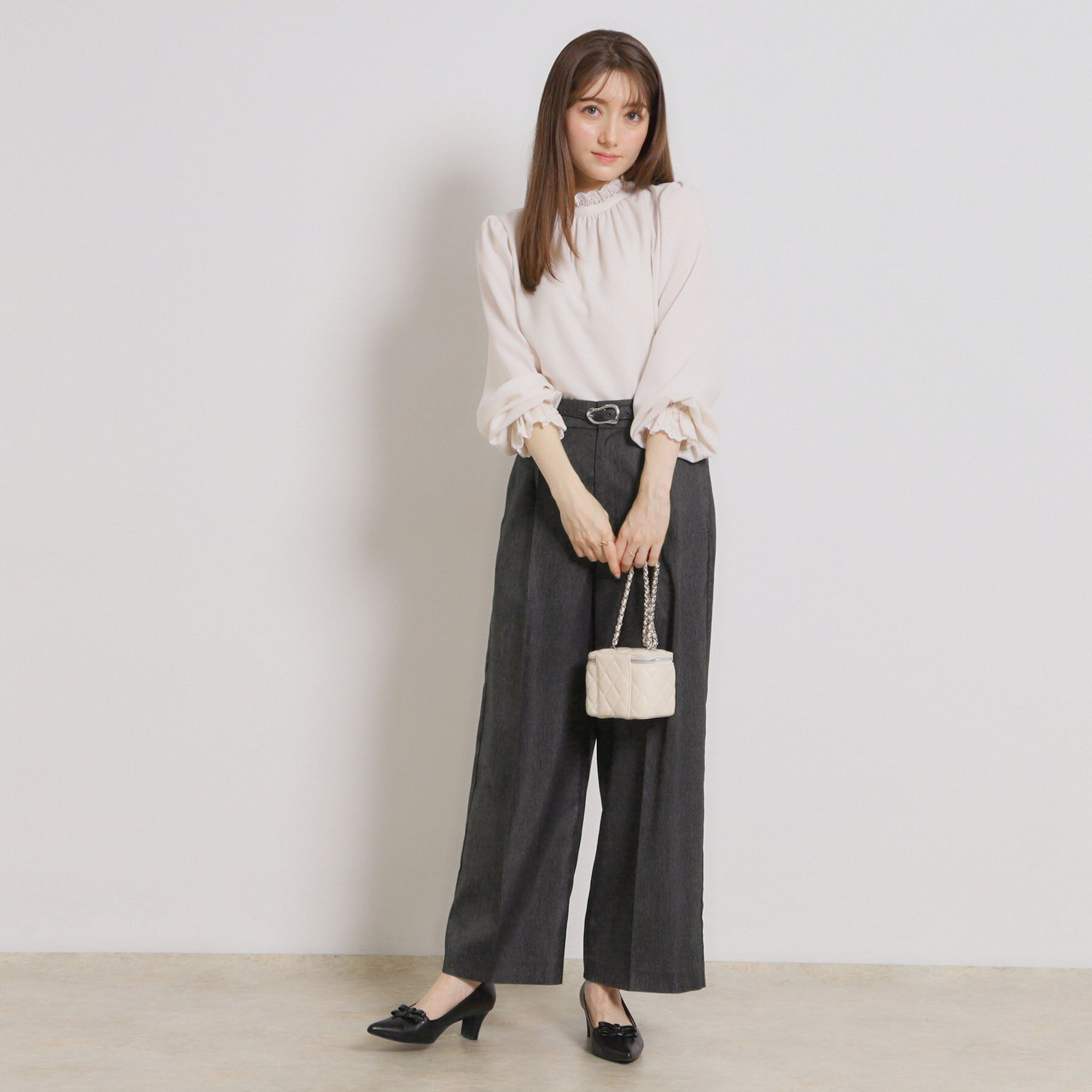 Couture broach「【洗える・S-LL】デニムライク ベルト付きパンツ」|その他|