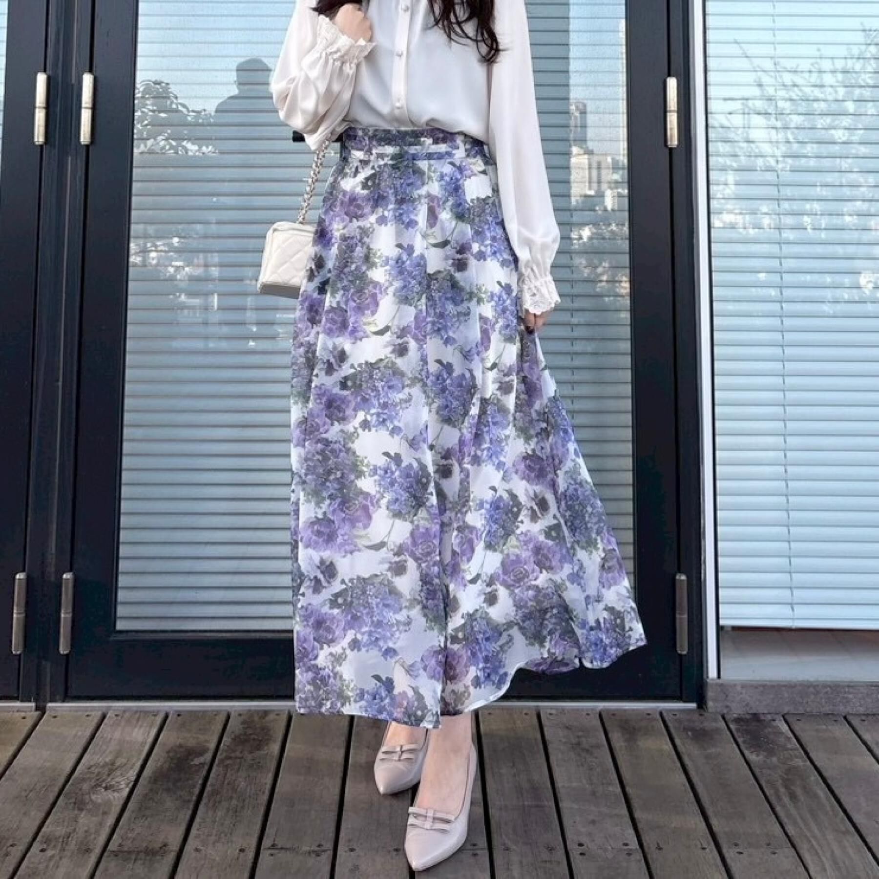 Couture broach「【洗える・通勤】Springオーガンフルールスカート」|スカート|