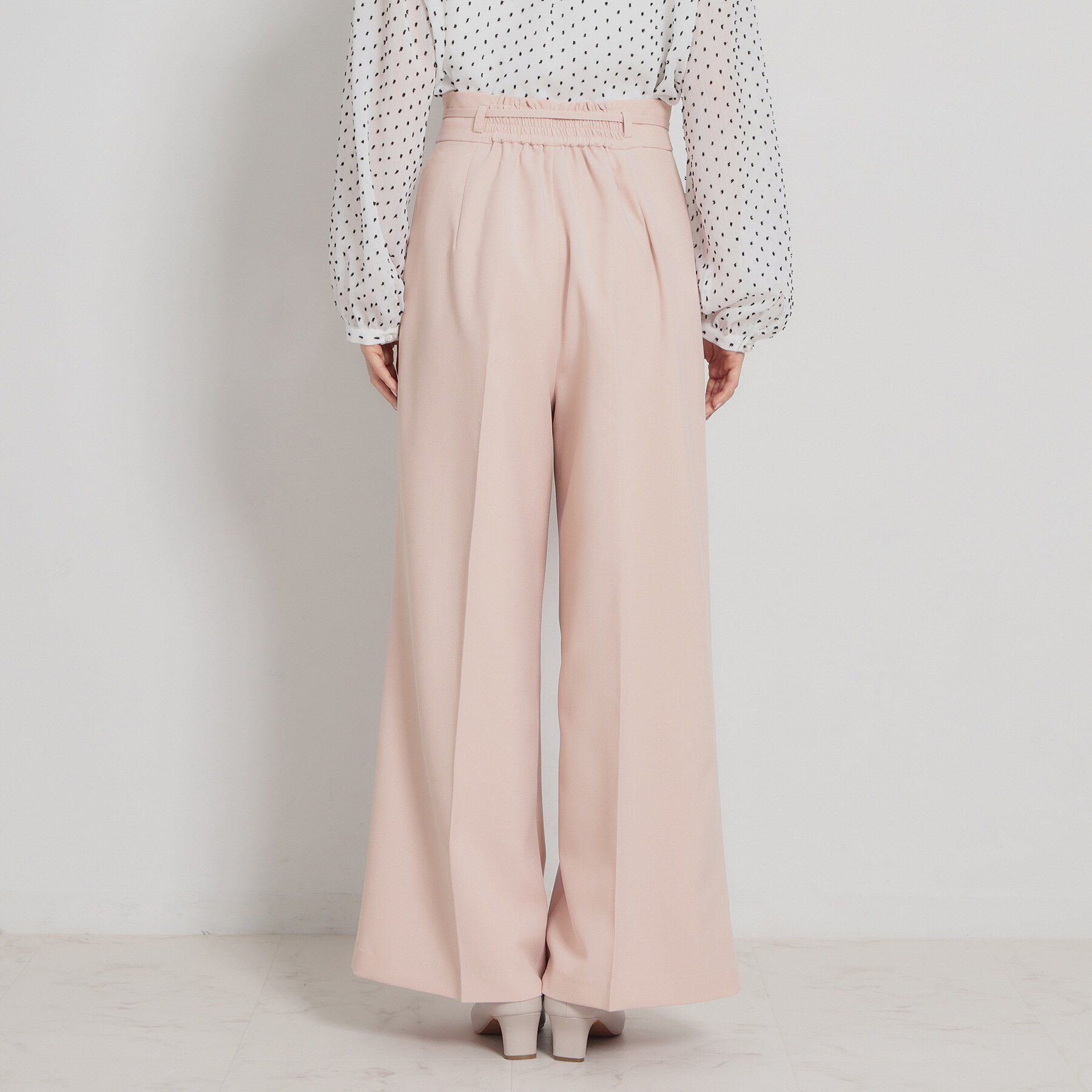 Couture broach「【洗える・S-LL】細リボンデザイン タックワイドパンツ」|その他|
