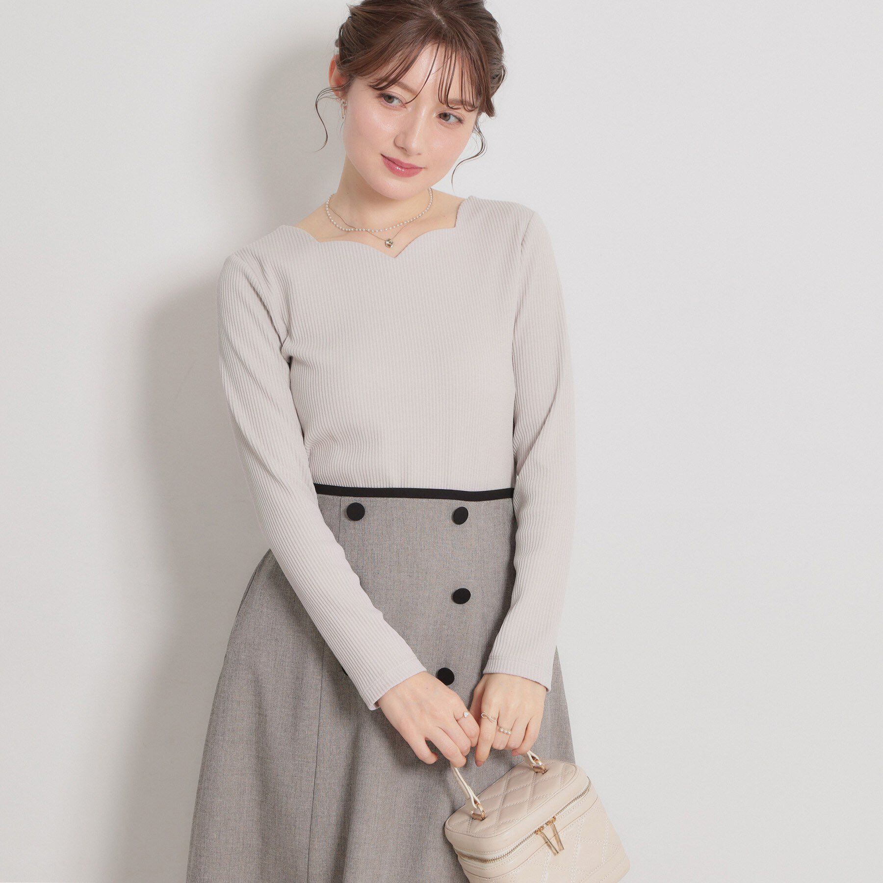 Couture broach「【洗える】ハートネック テレコプルオーバー」|Tシャツ・カットソー|