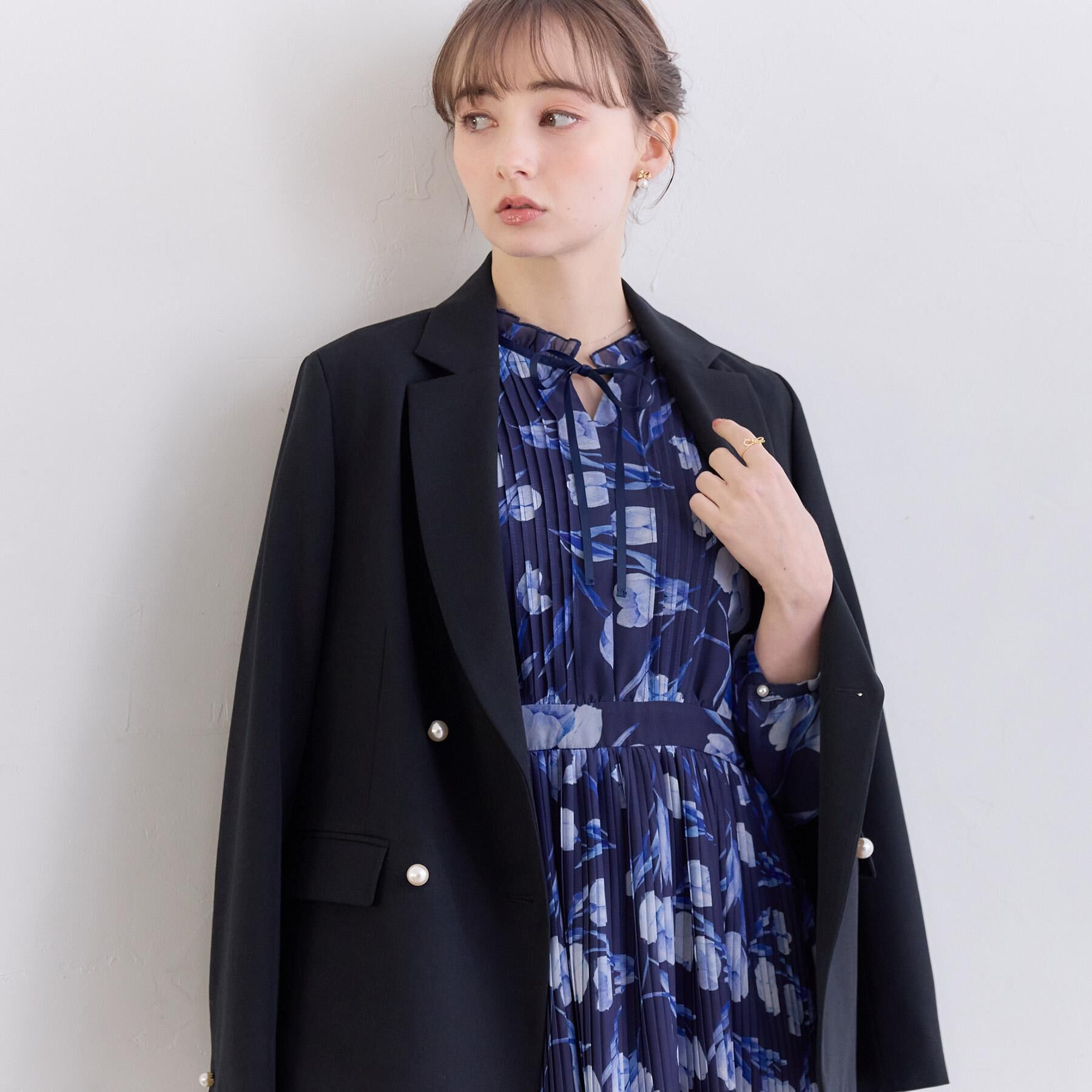 Couture broach「【洗える・ハレの日・通勤】パール調ボタン テーラードジャケット」|テーラードジャケット|