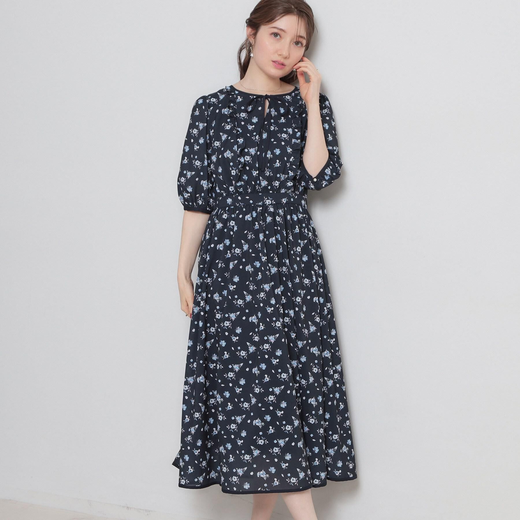 Couture broach「【着映え】水彩フラワーワンピース」|ワンピース|