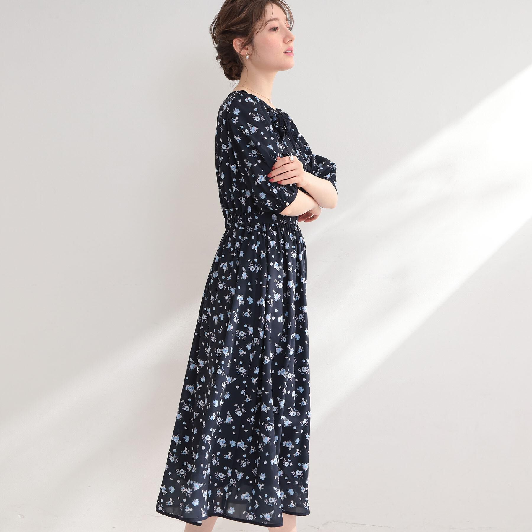 Couture broach「【着映え】水彩フラワーワンピース」|ワンピース|