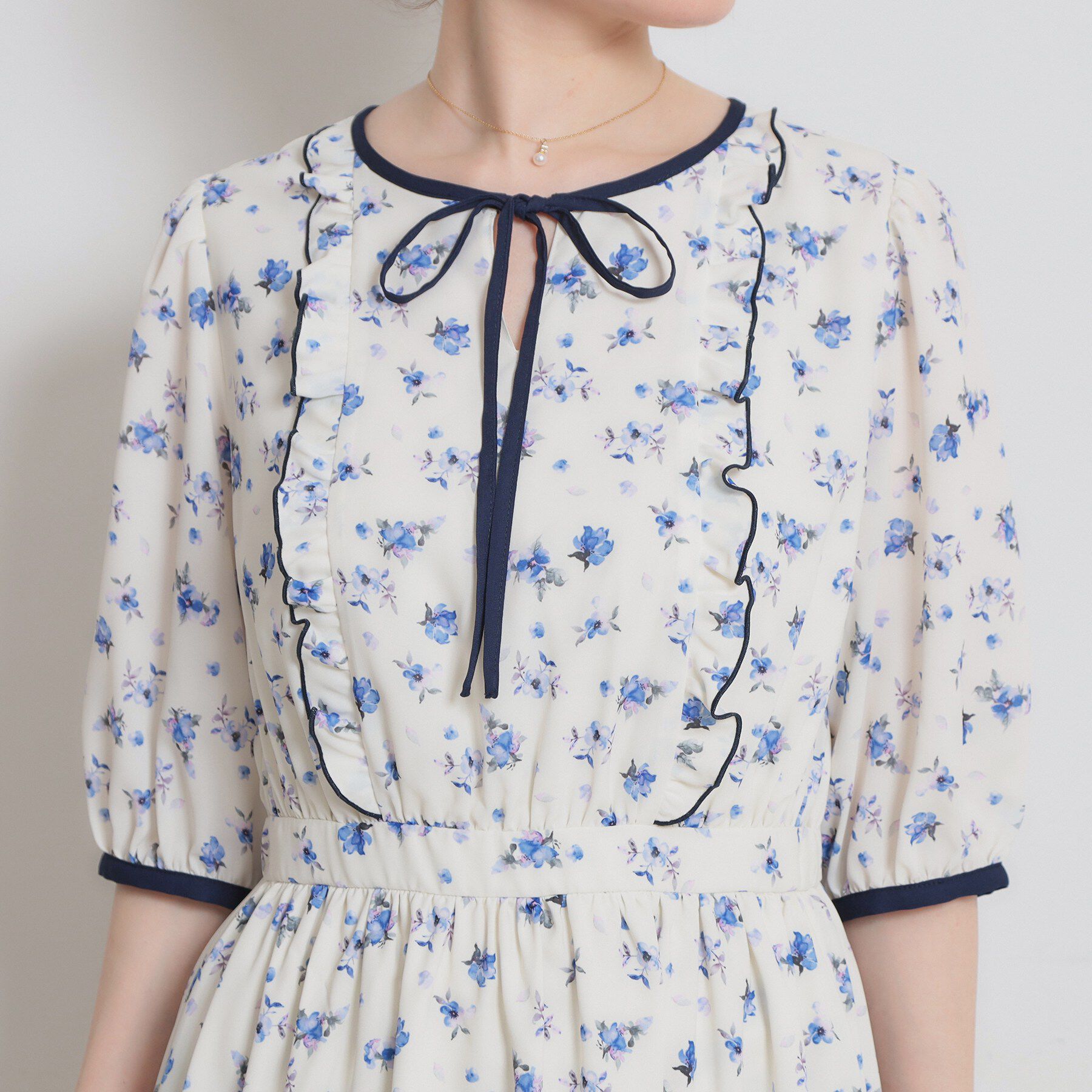 Couture broach「【着映え】水彩フラワーワンピース」|ワンピース|