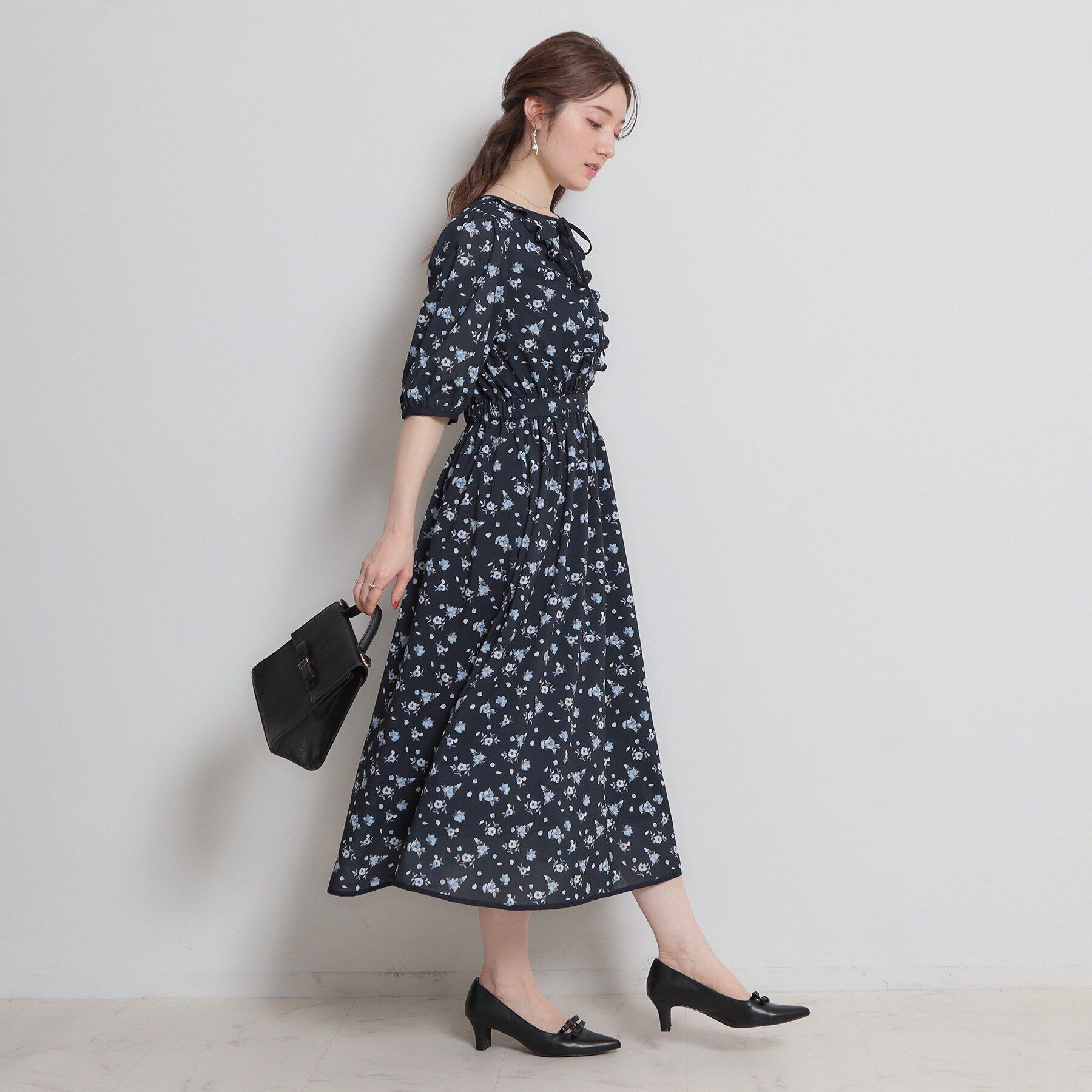 Couture broach「【着映え】水彩フラワーワンピース」|ワンピース|