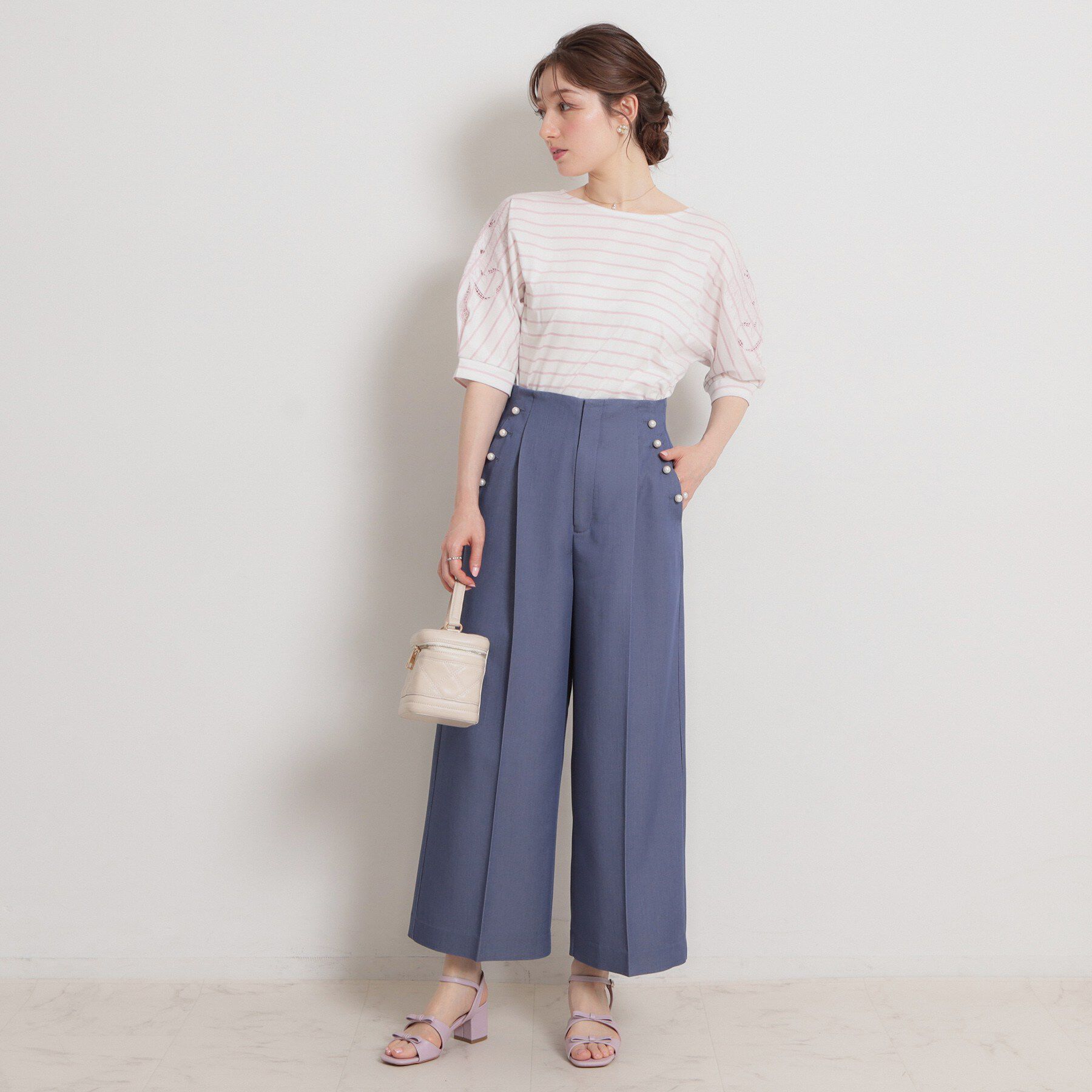 Couture broach「【接触冷感・UVカット】60シルケット エンブロドルマントップス」|Tシャツ・カットソー|