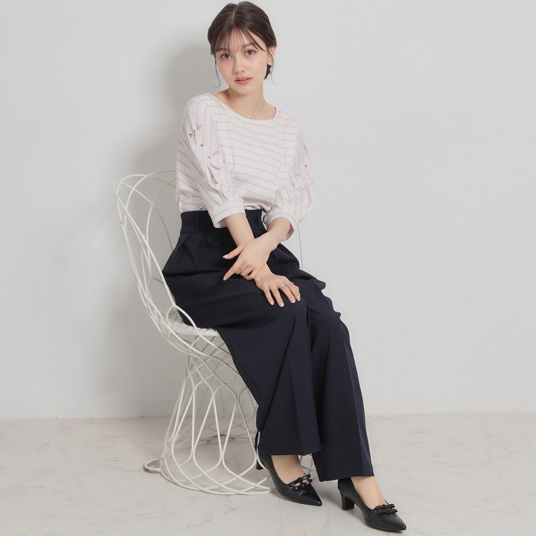 Couture broach「【接触冷感・UVカット】60シルケット エンブロドルマントップス」|Tシャツ・カットソー|