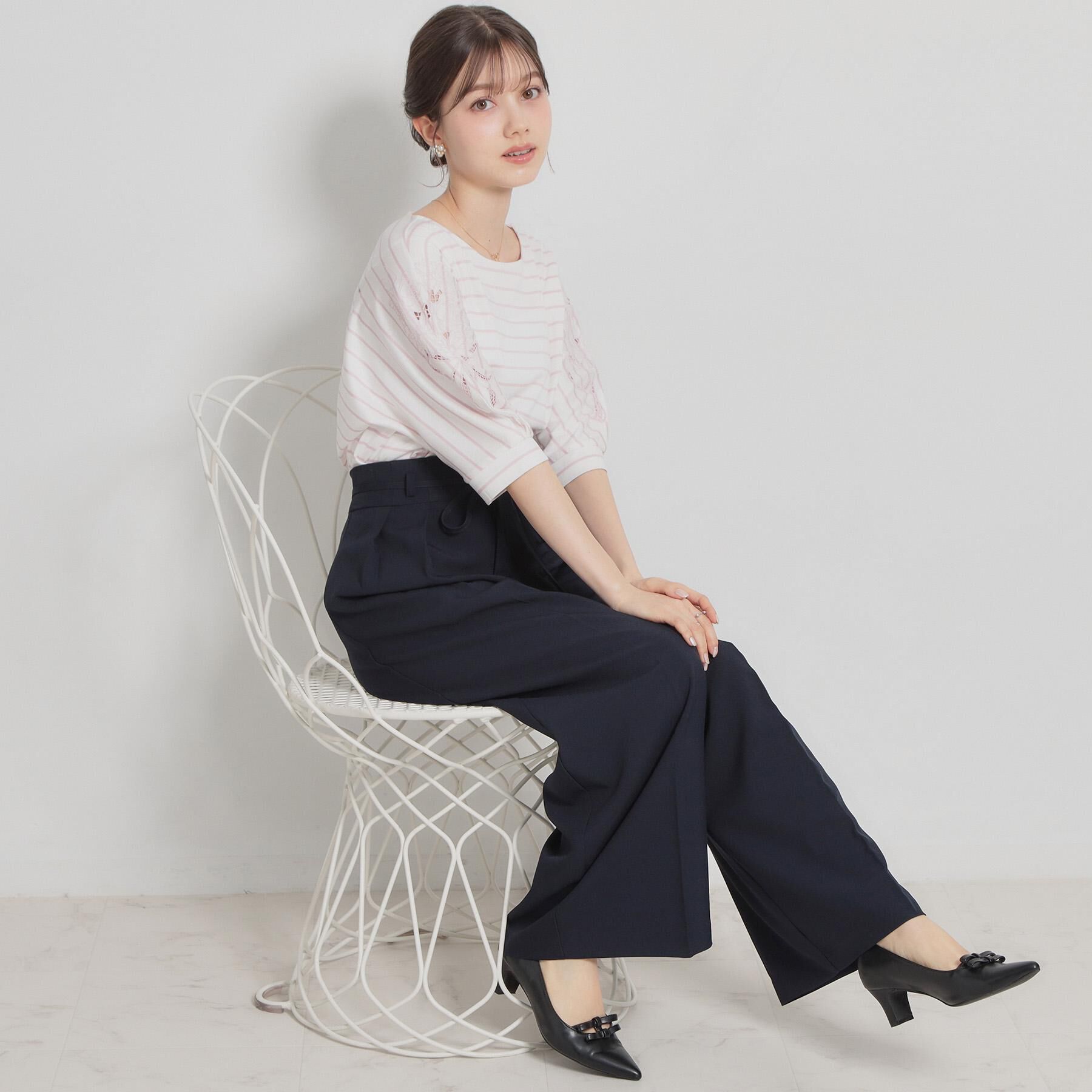 Couture broach「【接触冷感・UVカット】60シルケット エンブロドルマントップス」|Tシャツ・カットソー|