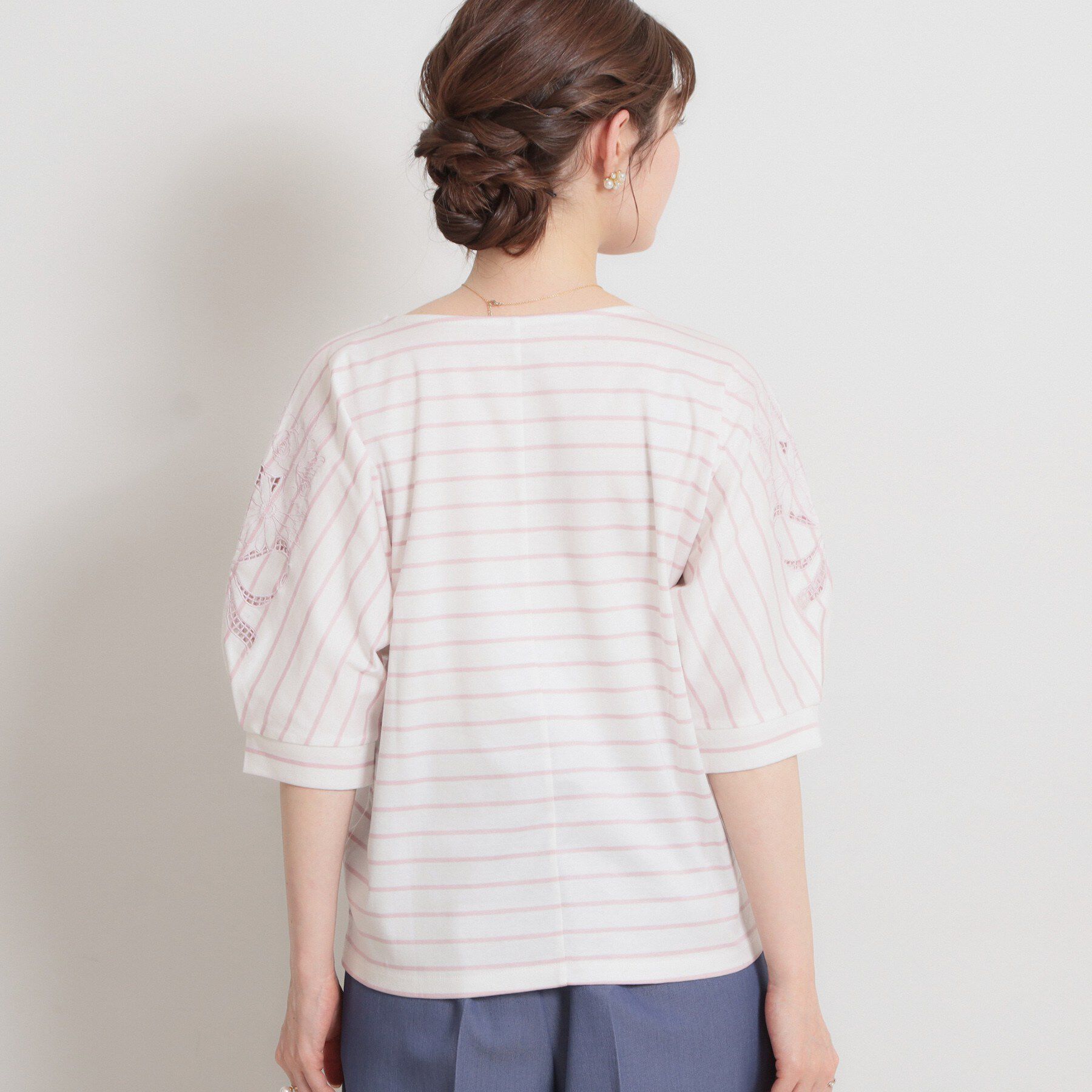 Couture broach「【接触冷感・UVカット】60シルケット エンブロドルマントップス」|Tシャツ・カットソー|