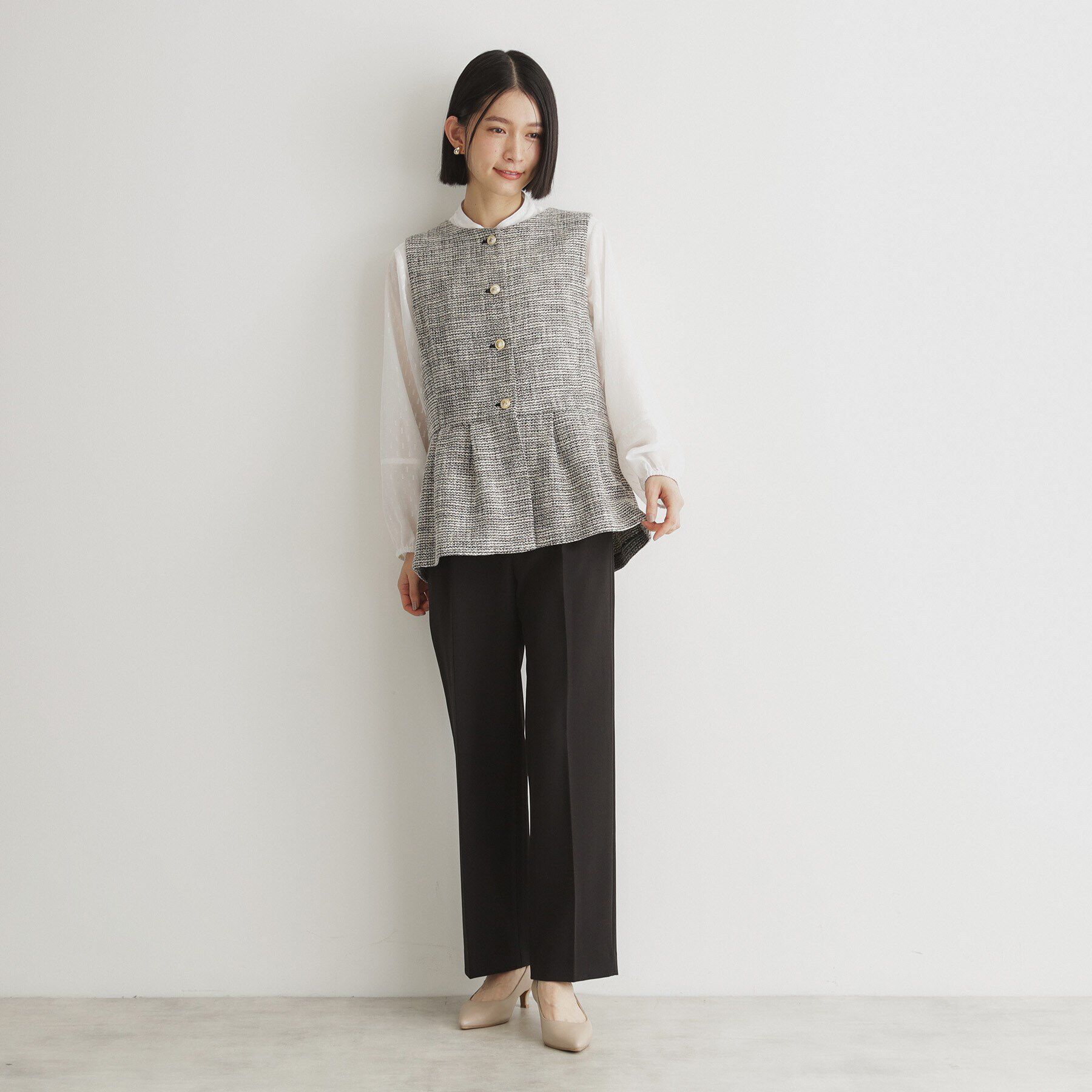 THE SHOP TK「【ONOFF活躍/セレモニー】ツイードペプラムジレ/洗える」|ベスト・ジレ|