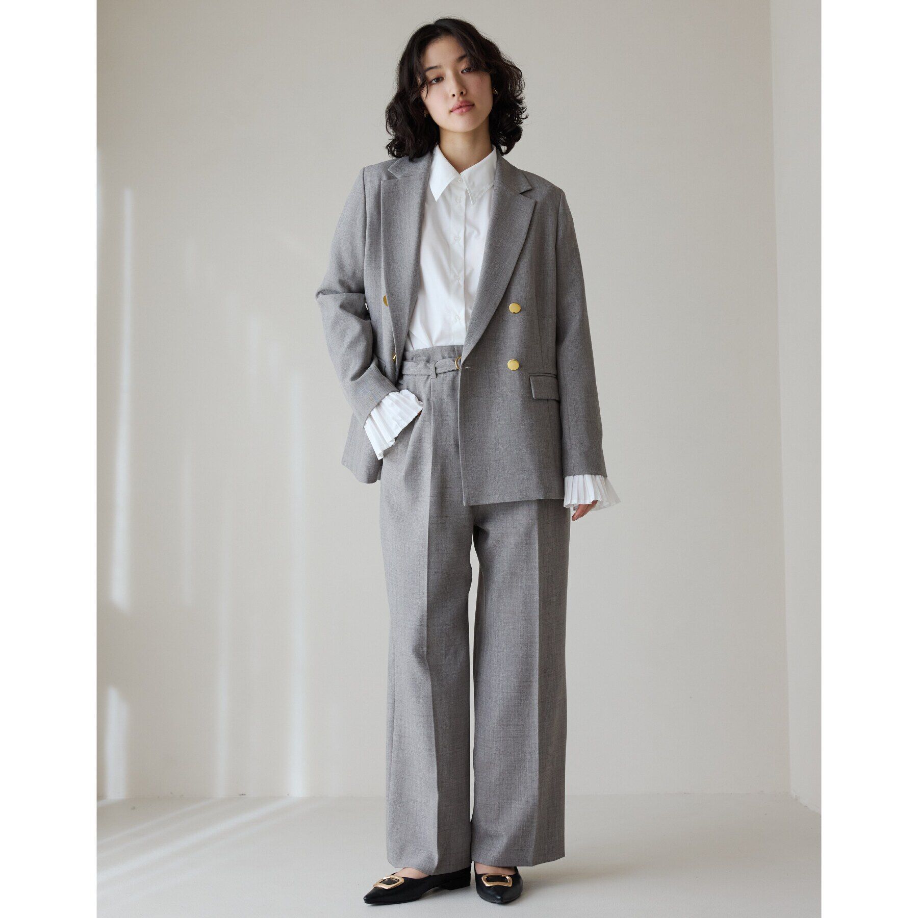 THE SHOP TK「【ONOFF活躍／セレモニー／通勤】CAVIAN Wブレストジャケット／洗える」|テーラードジャケット|