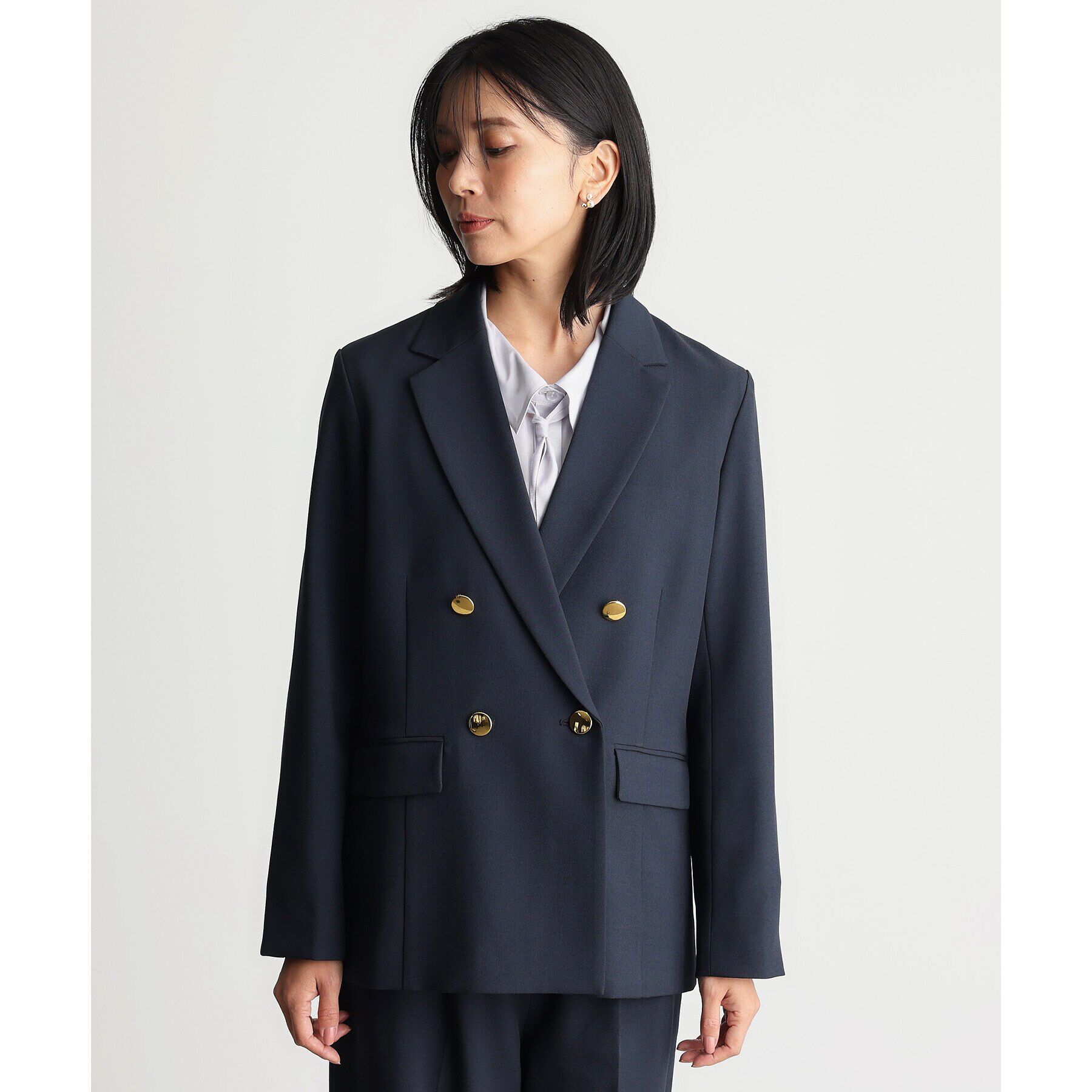 THE SHOP TK「【ONOFF活躍／セレモニー／通勤】CAVIAN Wブレストジャケット／洗える」|テーラードジャケット|