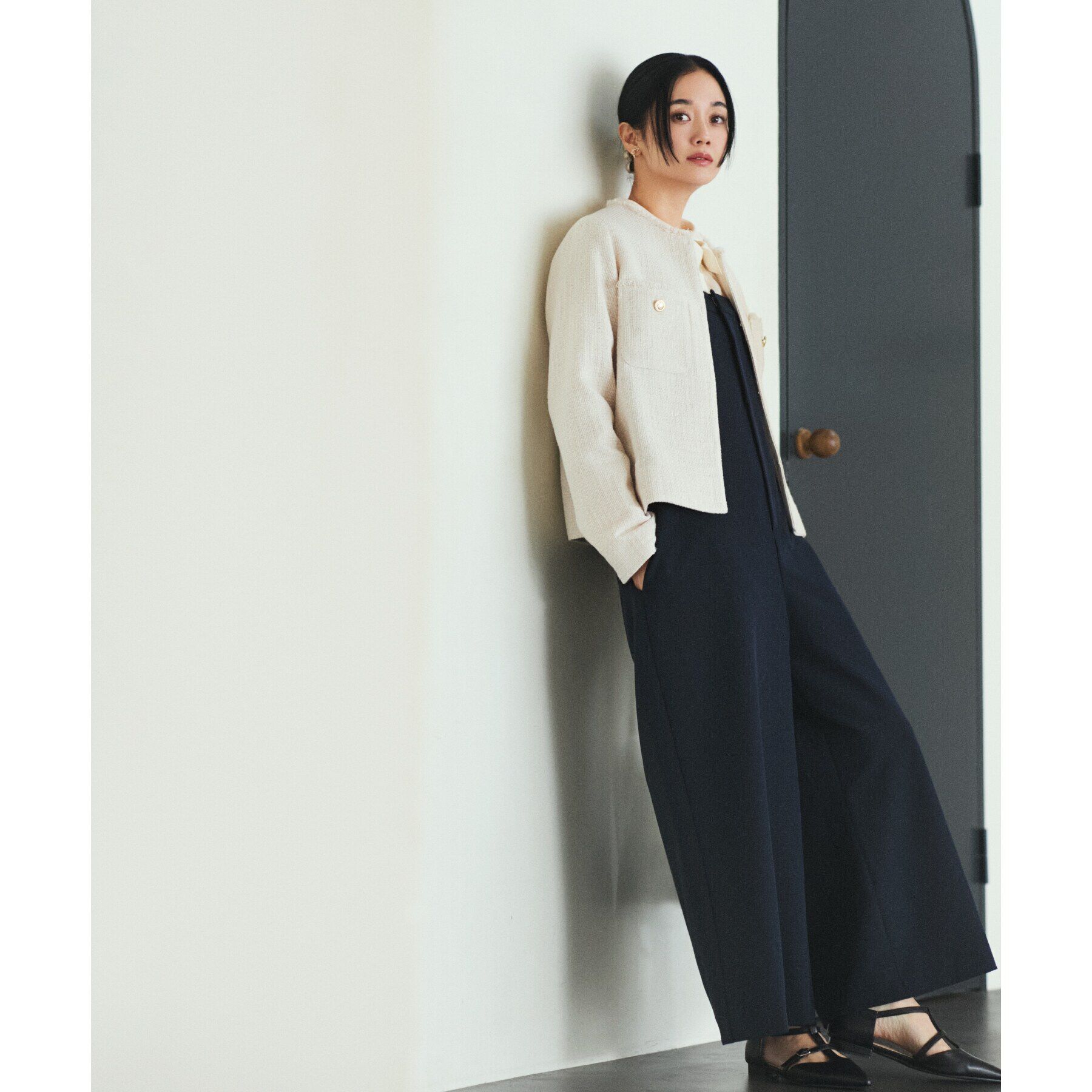 THE SHOP TK「【汚れ防止/シワになりにくい/セレモニー/通勤】ダブルクロスサロペット/洗える/サスティナブル」|オールインワン|