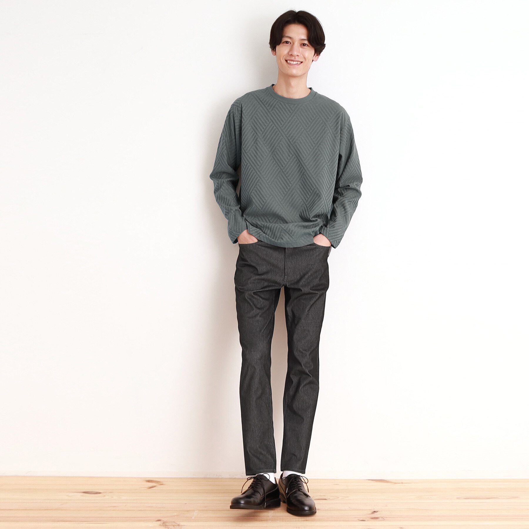 THE SHOP TK「リンクスジャカード長袖Tシャツ ON／OFF兼用」|Tシャツ・カットソー|